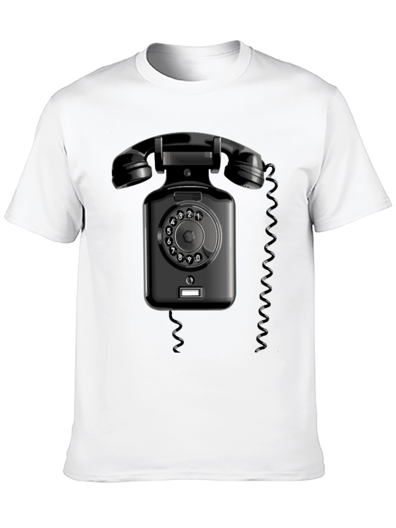 Black Vintage Rotary Phone Graphic T-Shirt - Retro Style view 10
