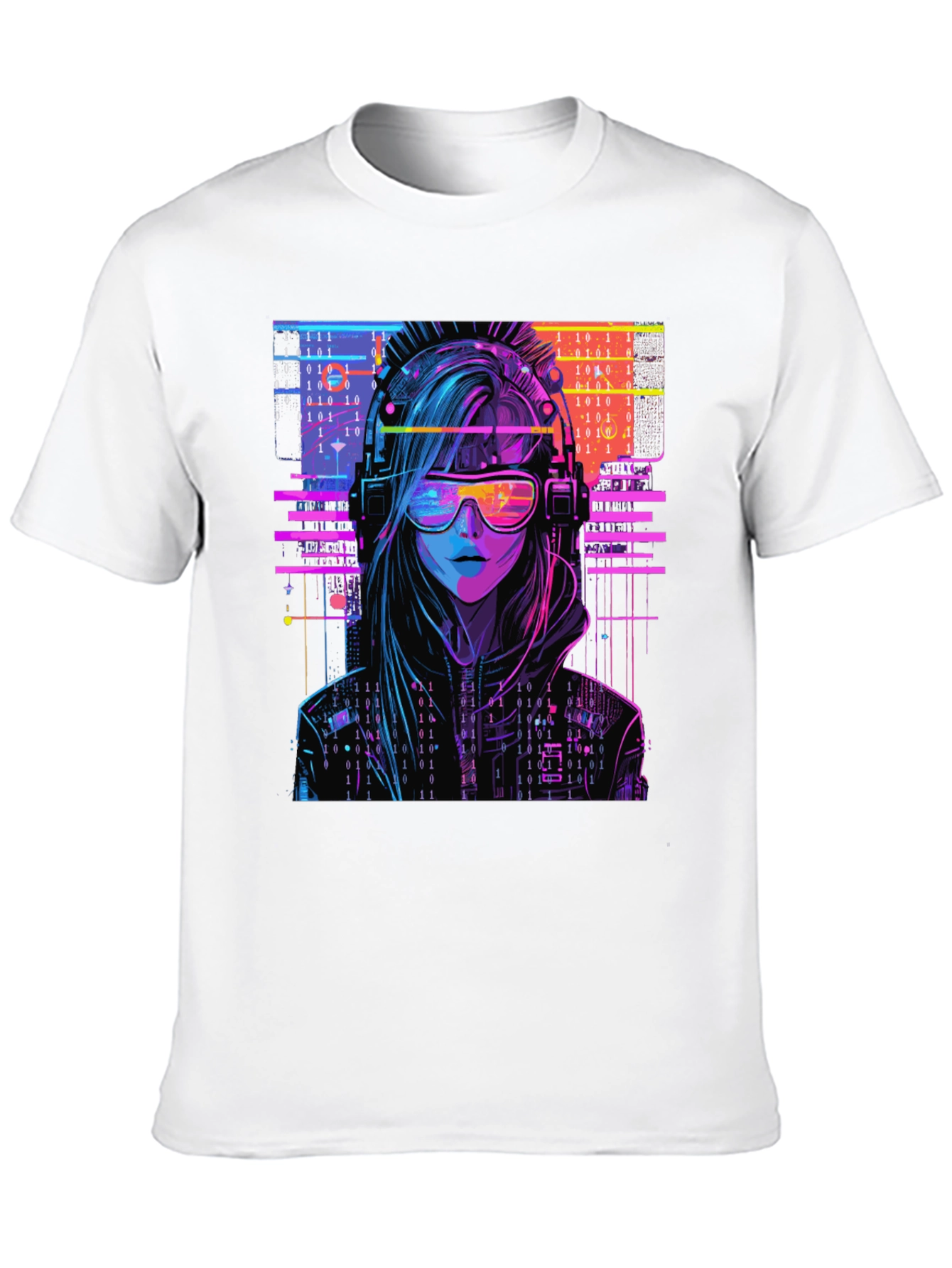 Cyberpunk Girl T-Shirt - Binary Code Design - 10