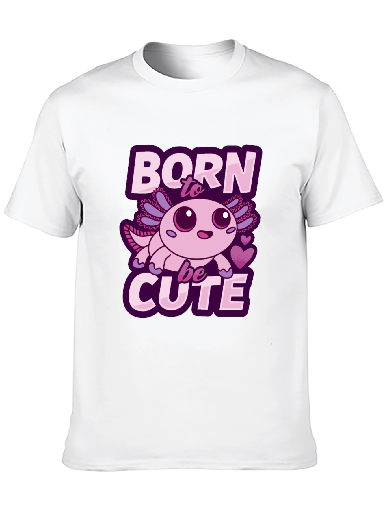 Black Born To Be Cute Axolotl T-Shirt view 10