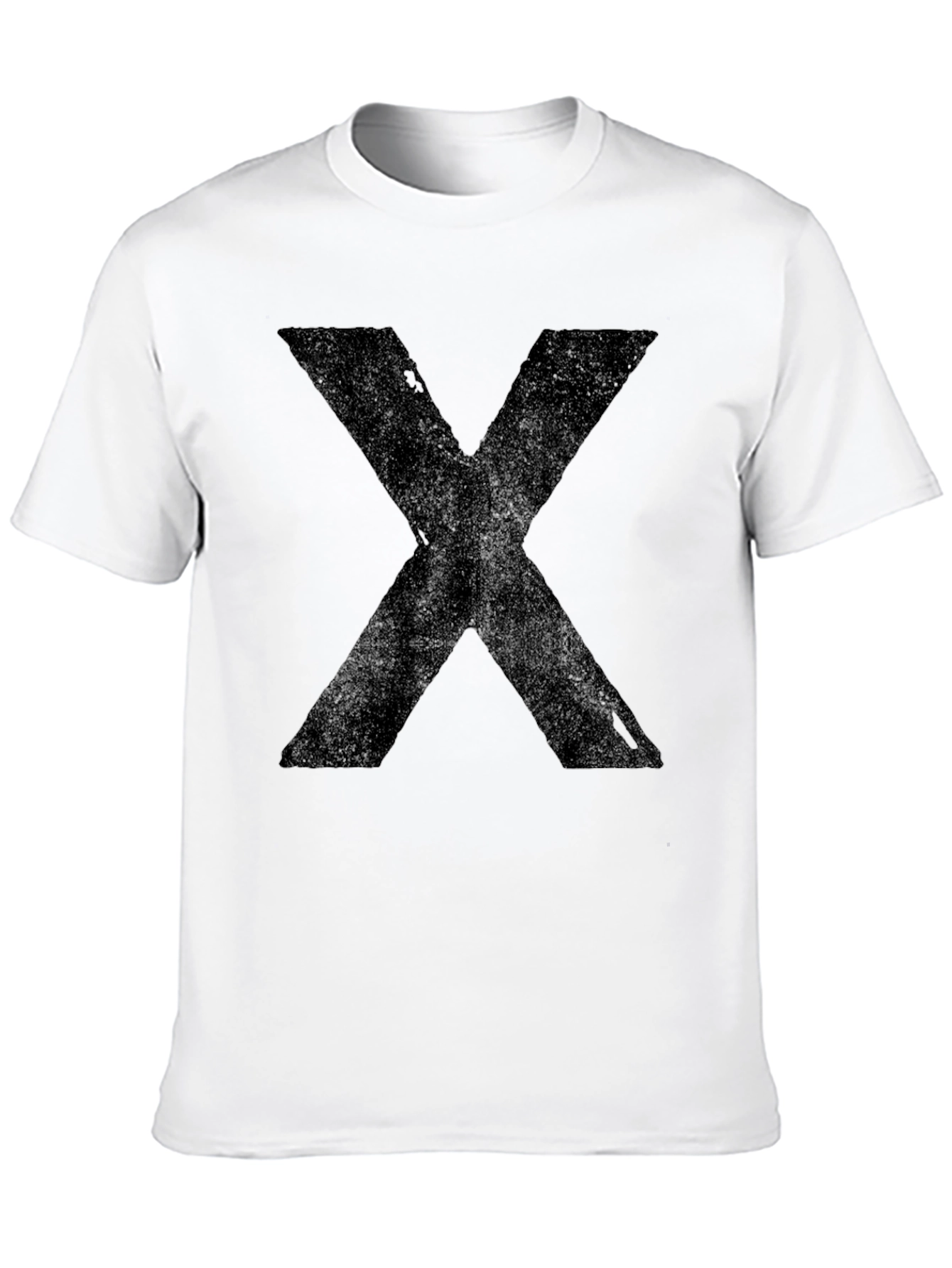 Black Men's Black T-Shirt with Distressed "X" Graphic view 10