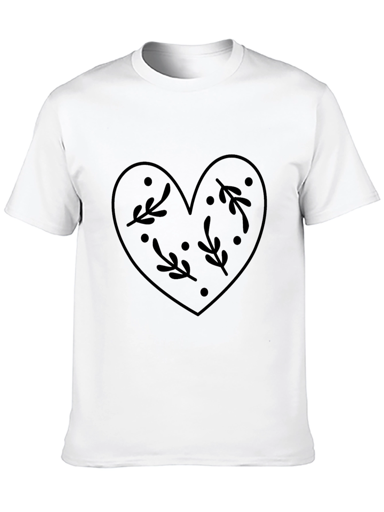 Black Floral Heart Graphic Tee - Men's Black T-Shirt view 10