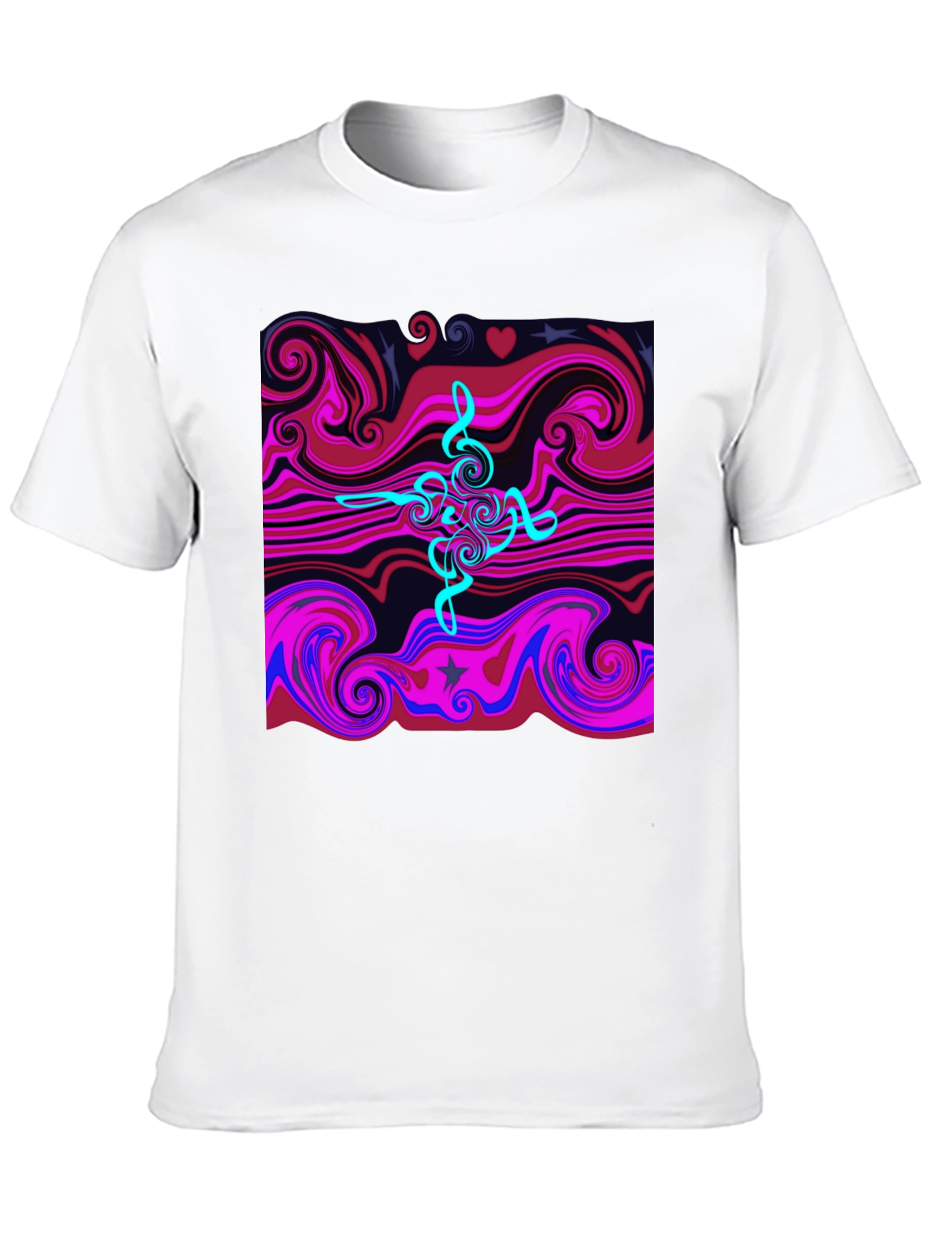 Black Abstract Swirl Tee - Cool Graphic Print Black T-Shirt view 10