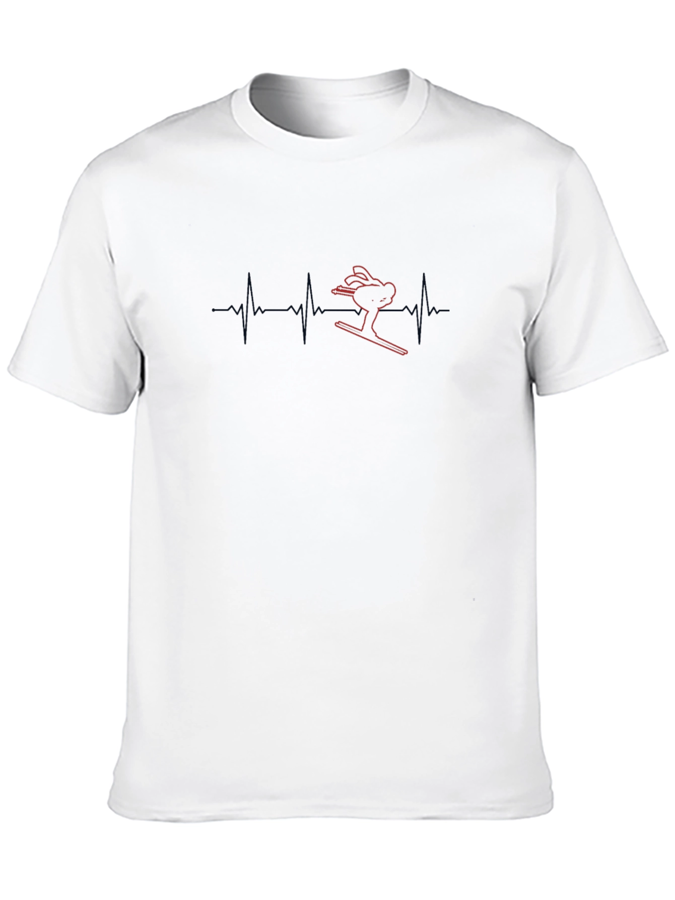 Black Skiing Heartbeat T-Shirt - Unisex view 10
