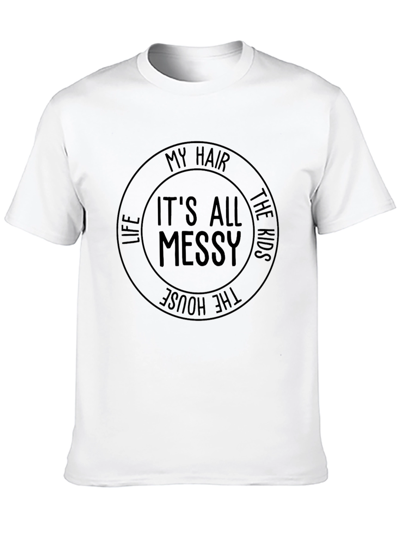 Black Messy Hair, Kids & House T-Shirt - Unisex Graphic Tee view 10