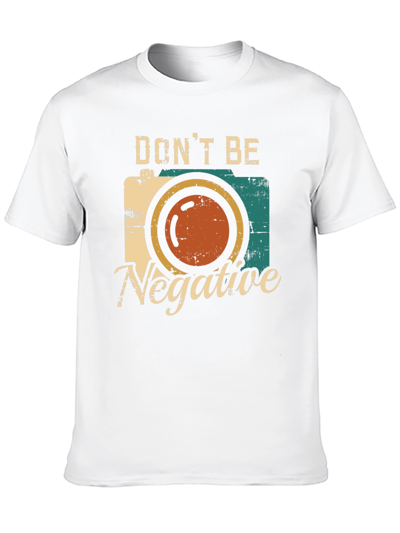 Black Don't Be Negative Retro Camera Graphic T-Shirt view 10