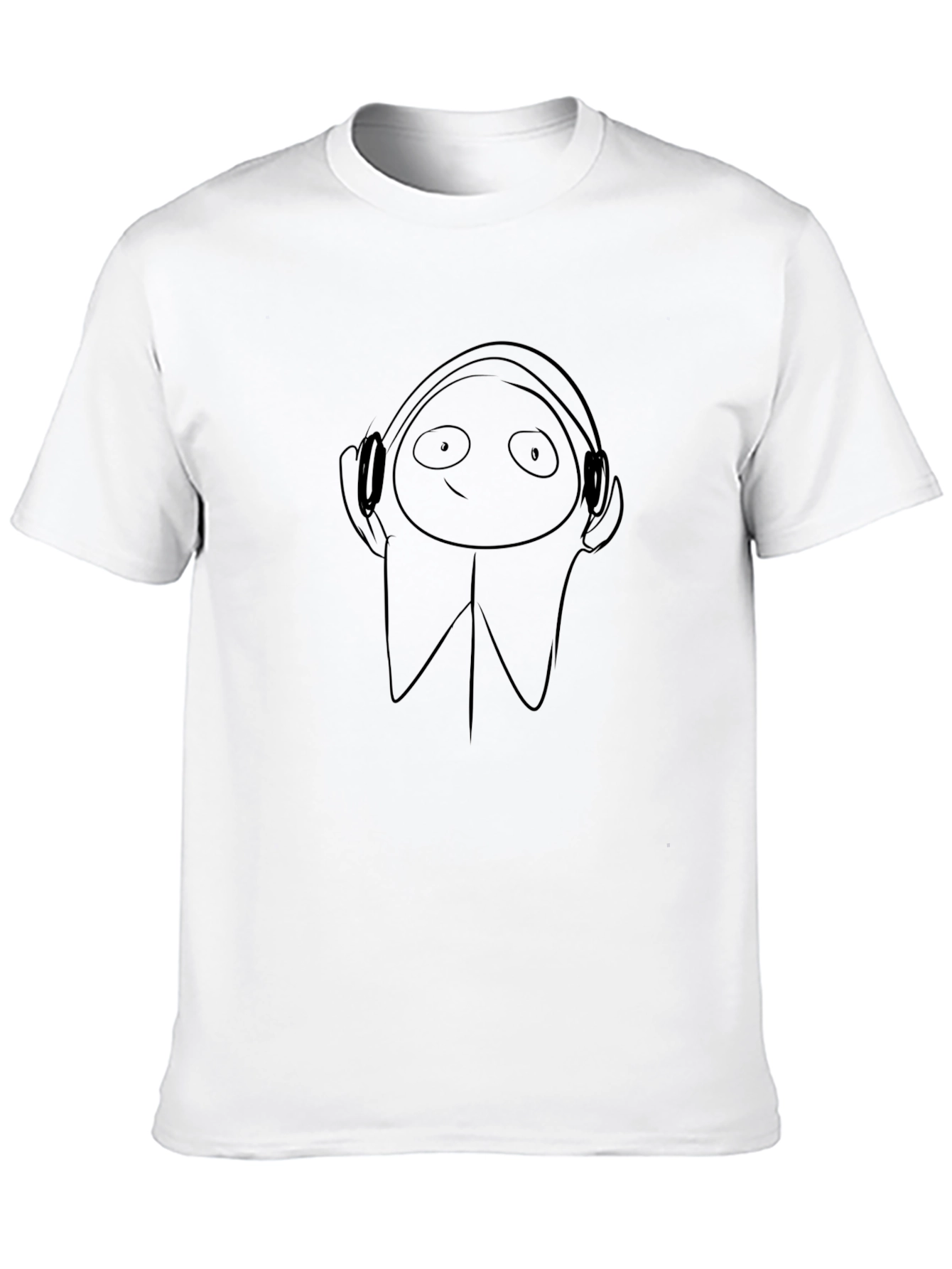 Black Minimalist Headphone Character Black T-Shirt view 10