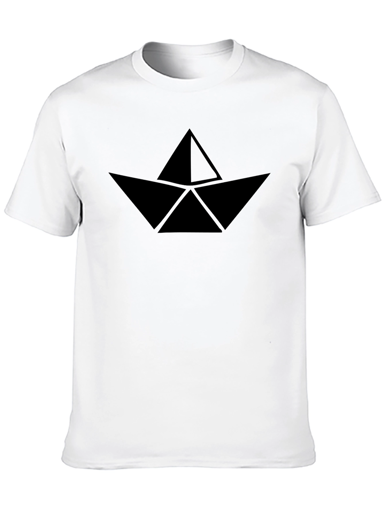 Black Geometric Paper Boat Graphic Tee - Modern Minimalist Design view 10
