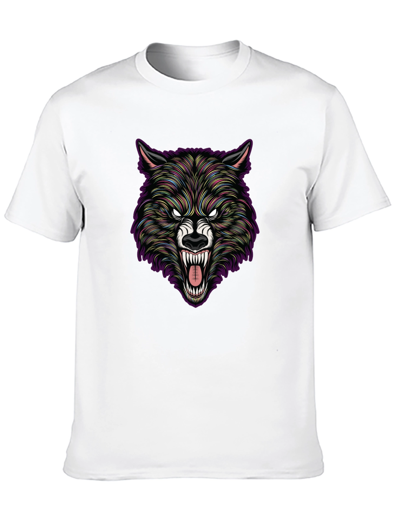 Black Wolf Graphic Print Crew Neck T-Shirt view 10