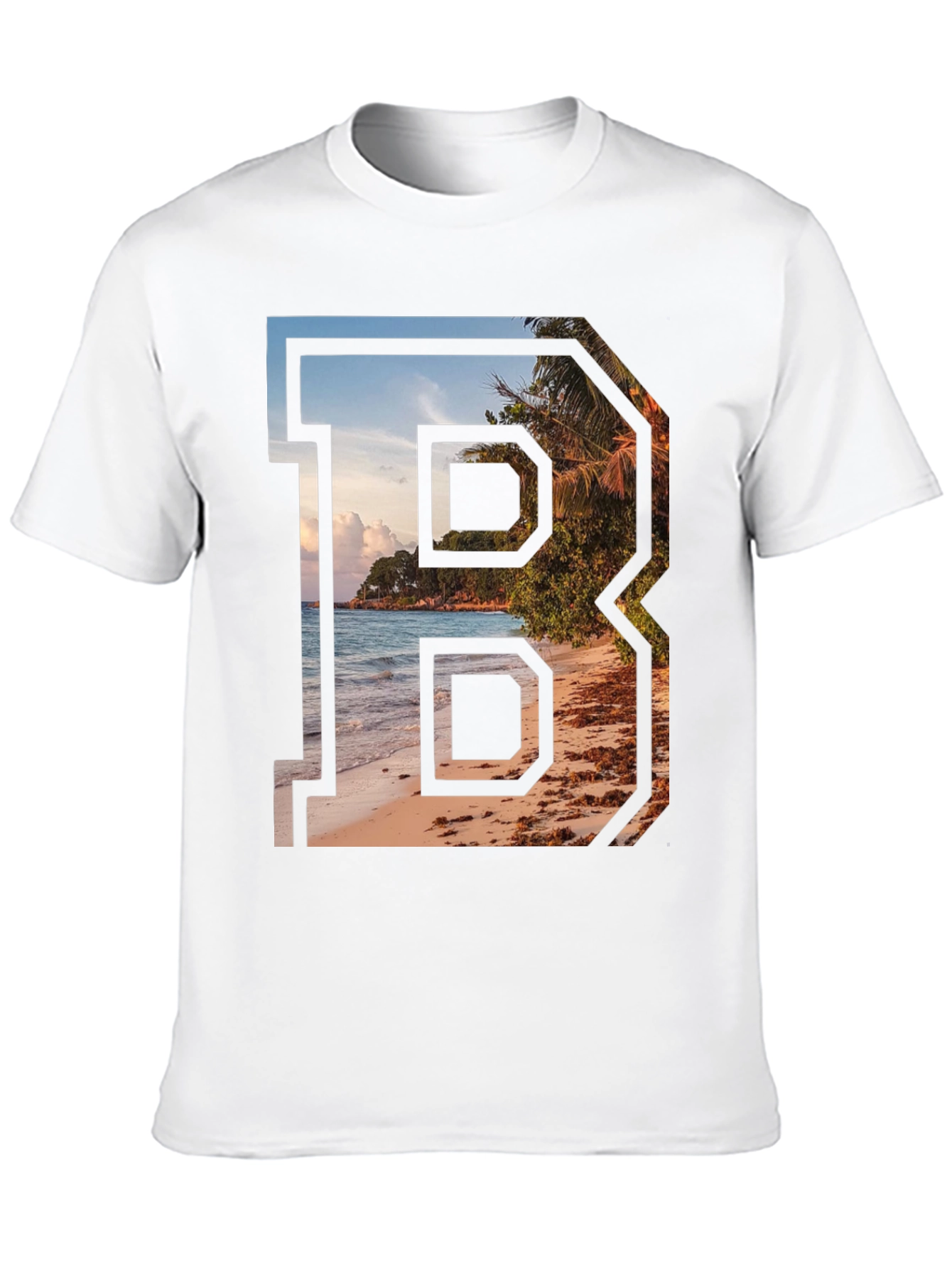 Beach Letter B Graphic Tee - Tropical Getaway Shirt - 10