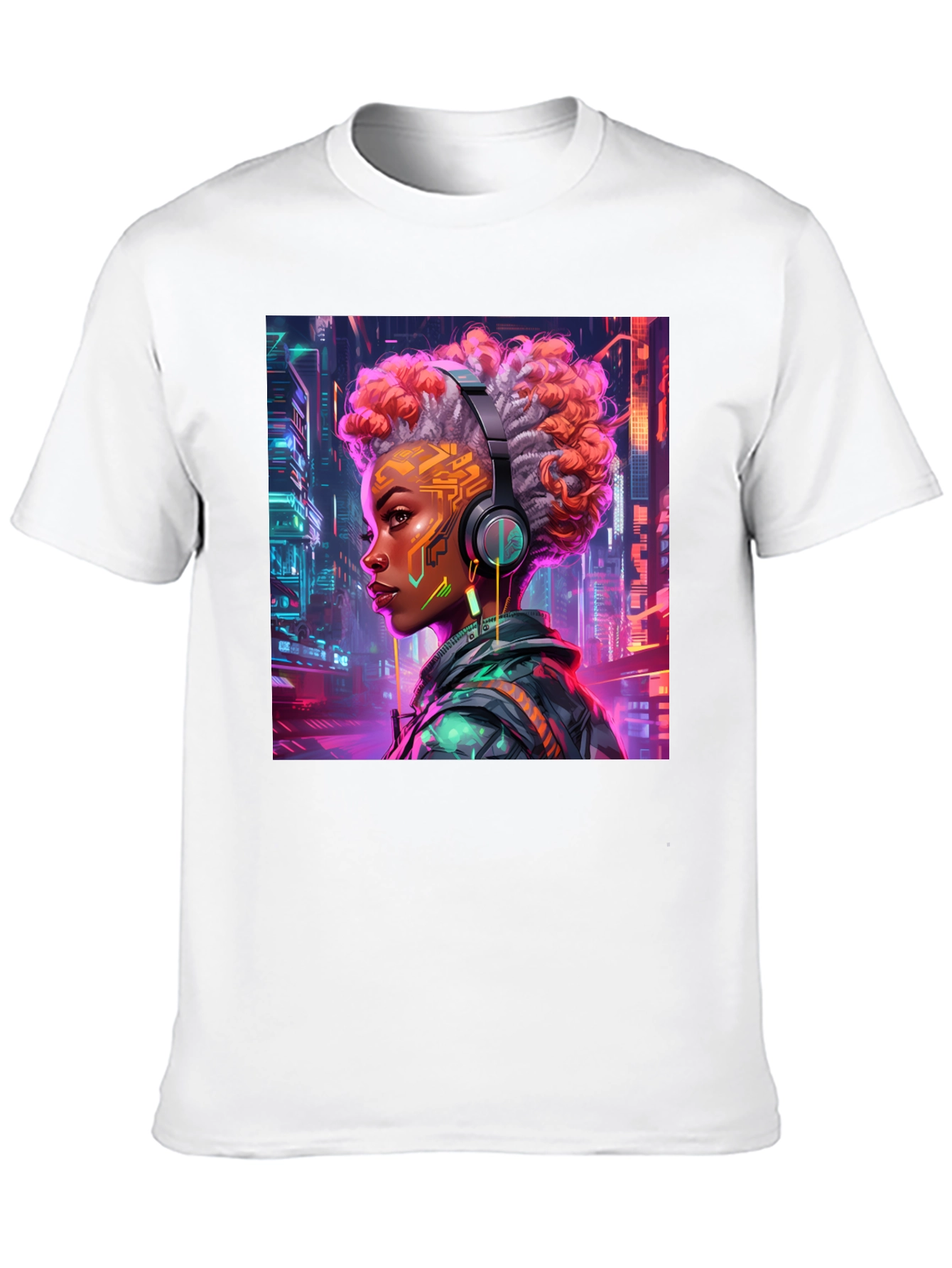 Black Cyberpunk Girl Graphic Tee - Futuristic Style view 10
