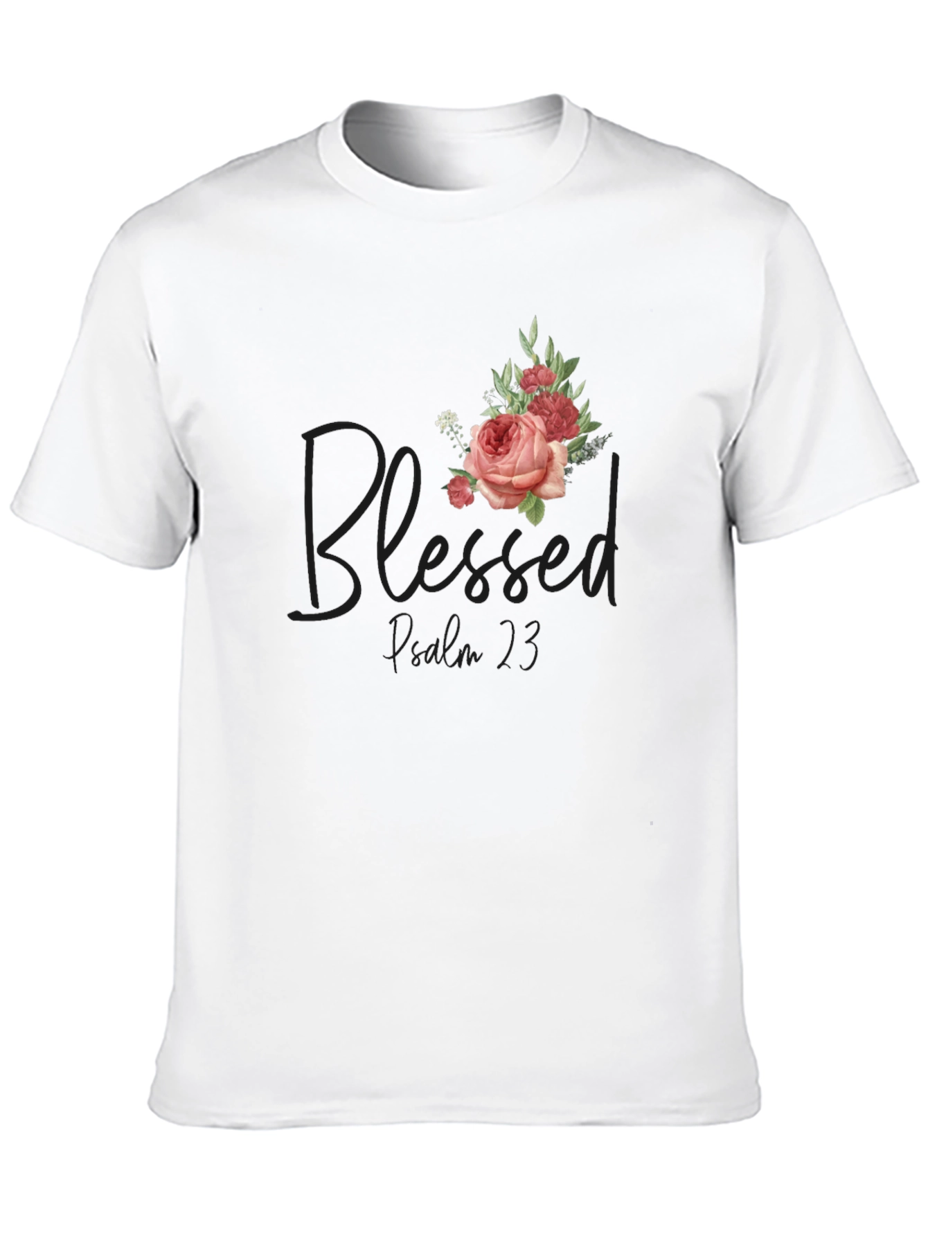 Black Blessed Proverbs 3:5 Floral T-Shirt view 10