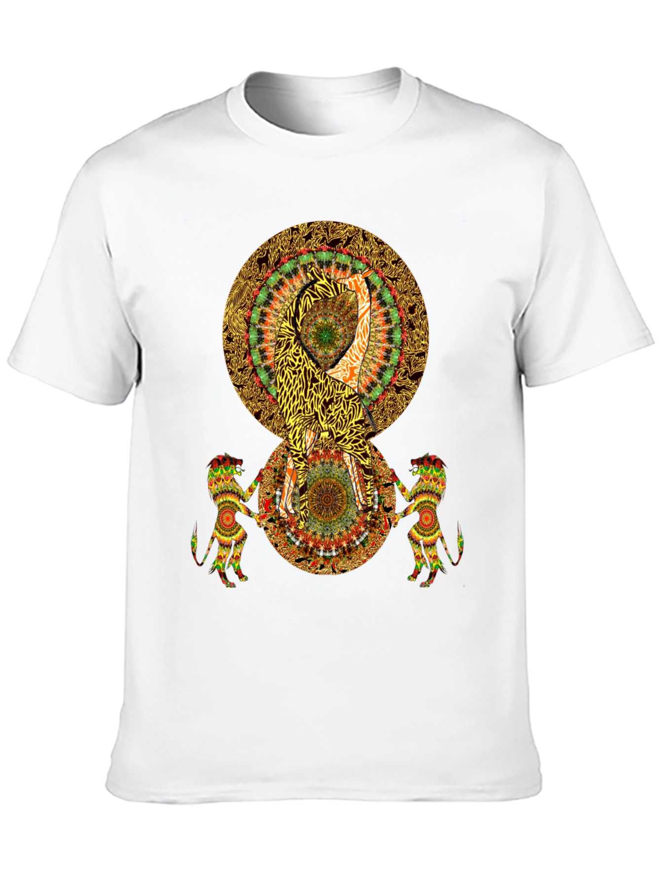 Black Psychedelic Mandala Print Black T-Shirt view 10