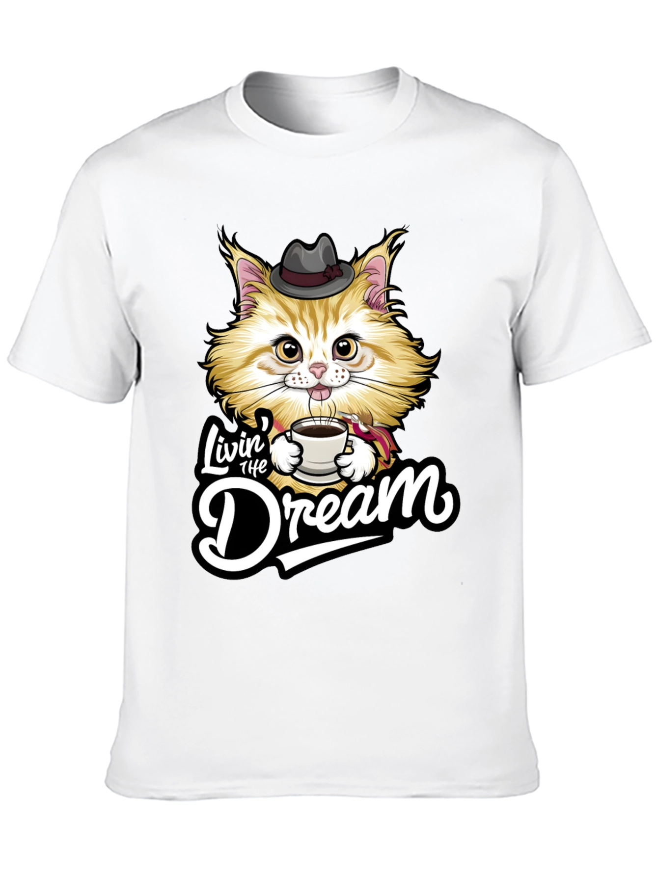 Black Livin' the Dream Cat Graphic T-Shirt view 10
