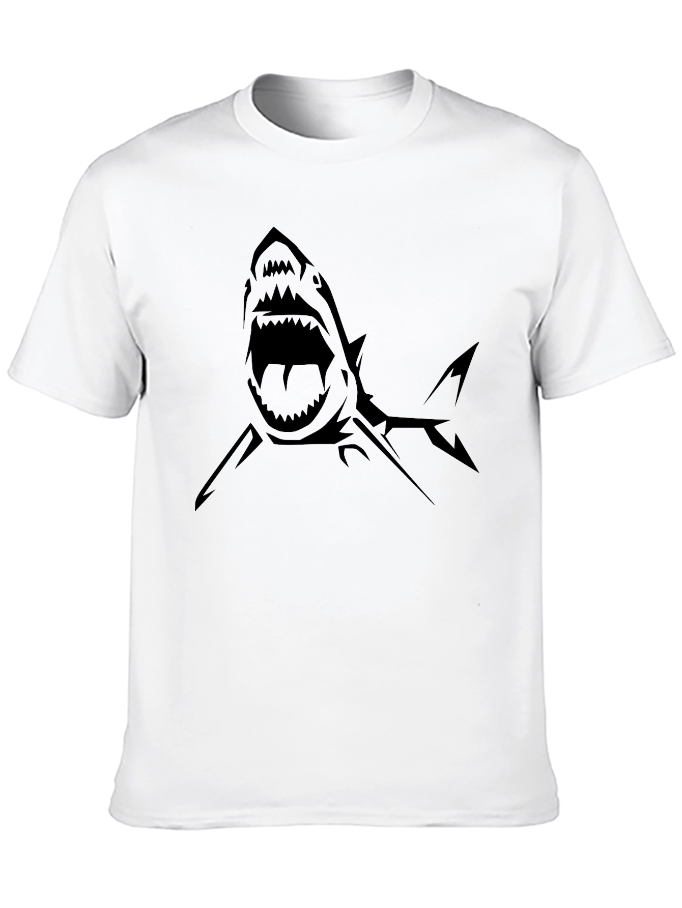 Black Men's Black T-Shirt - Shark Graphic Tee view 10