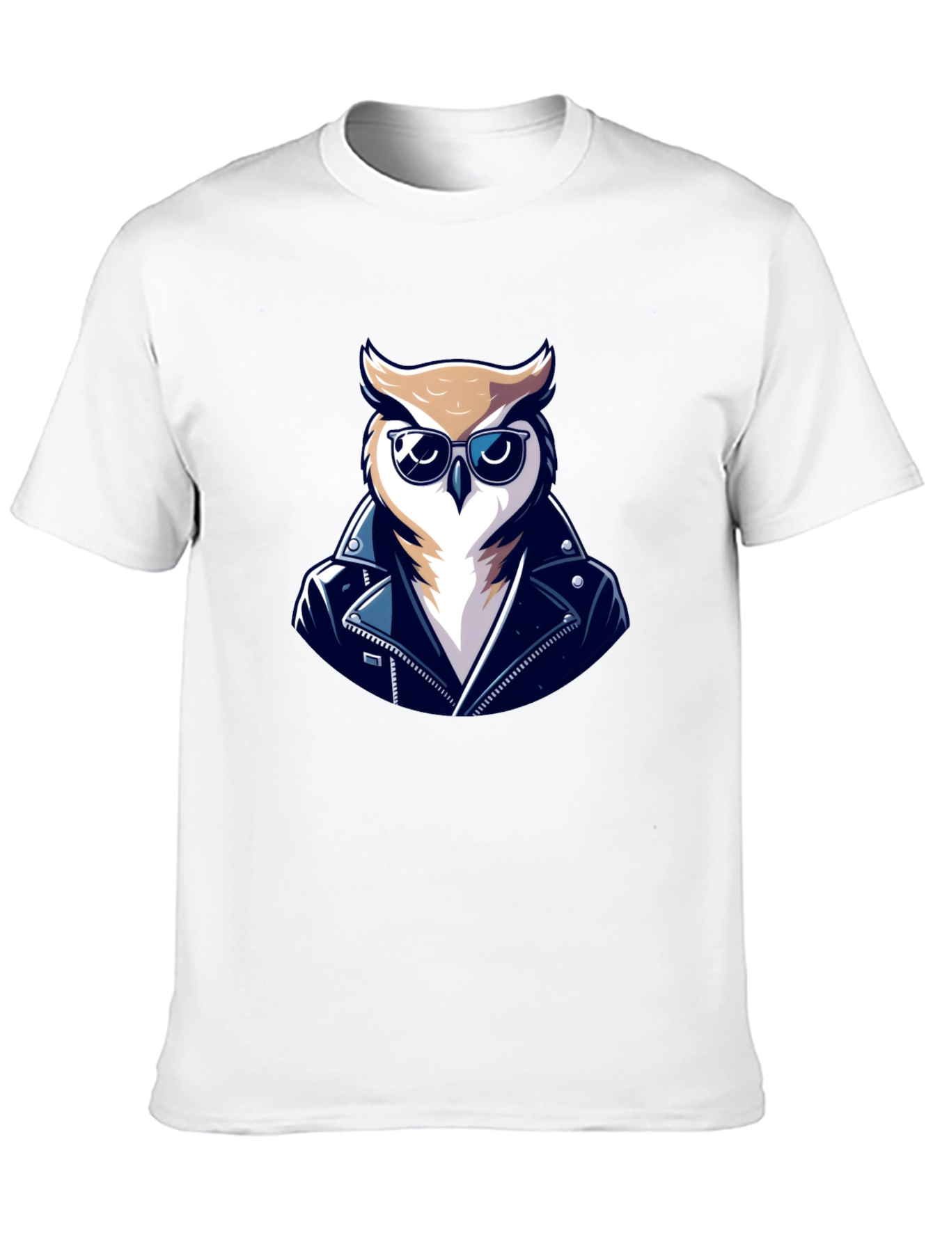 Black Cool Owl Biker T-Shirt - Black Cotton Tee view 10