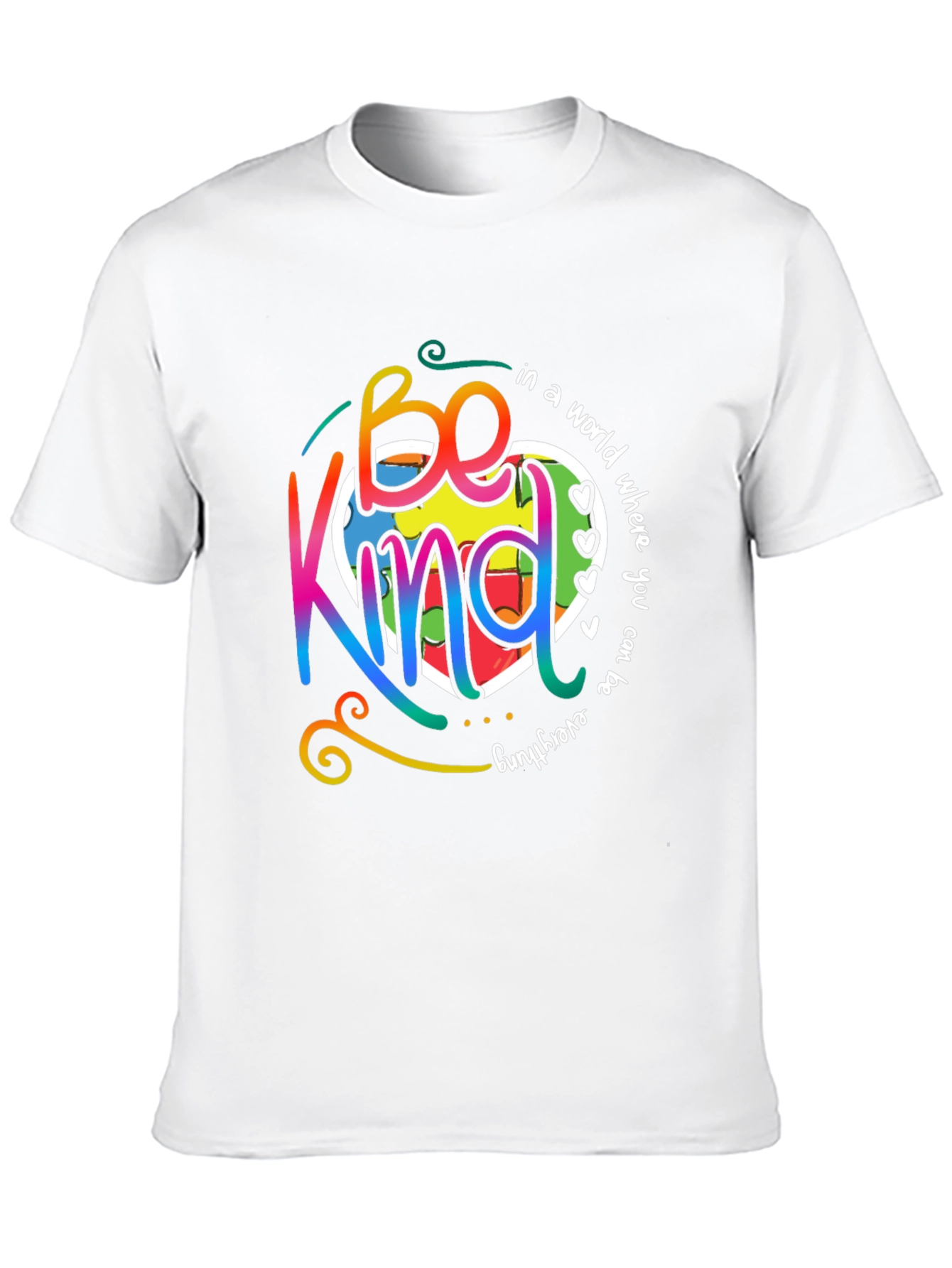 Black Be Kind T-Shirt - Colorful Autism Awareness Design view 10