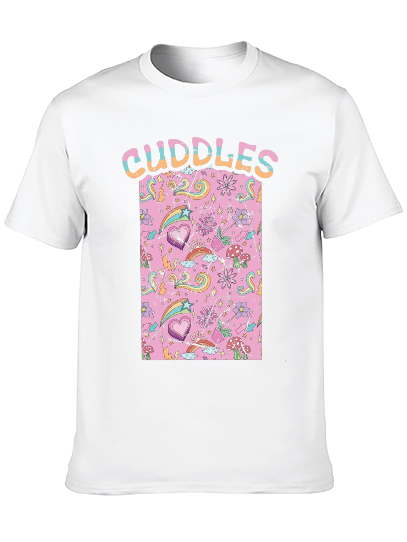 Black Cuddles Graphic Print Crew Neck T-Shirt view 10