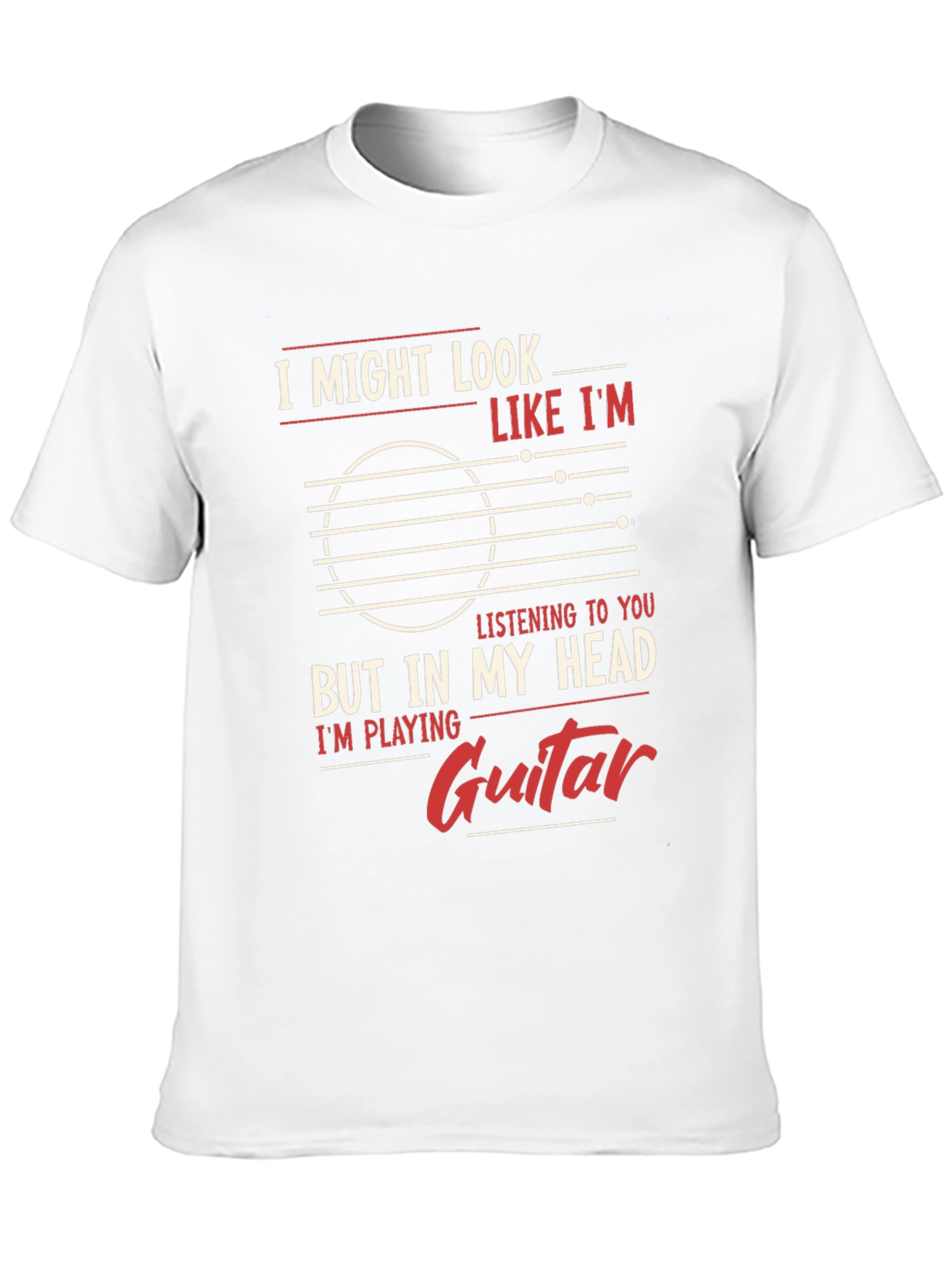 Black Guitar Player Mind T-Shirt - "But In My Head I'm Playing Guitar" view 10