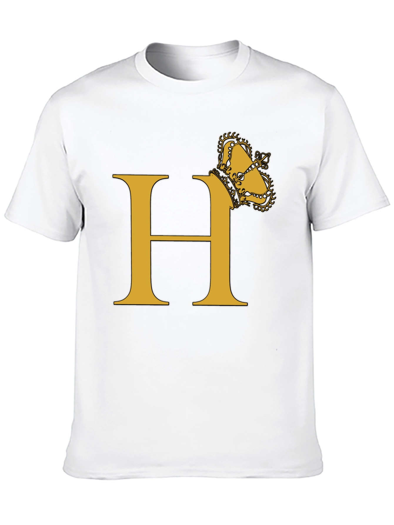 Black Crown Initial "H" T-Shirt - Stylish Monogram Tee view 10