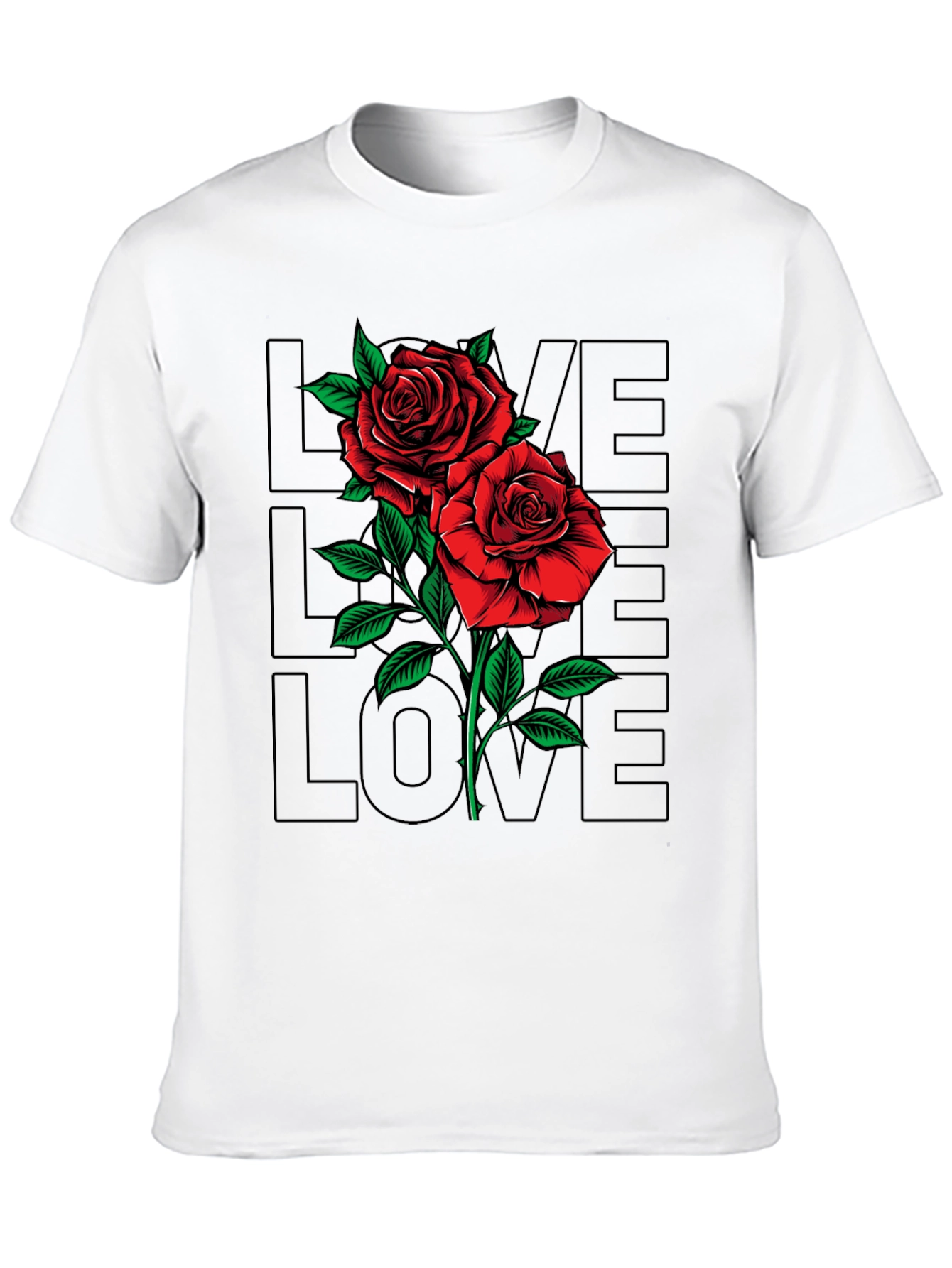 Black Rose Love Graphic T-Shirt - Men's Black Tee view 10