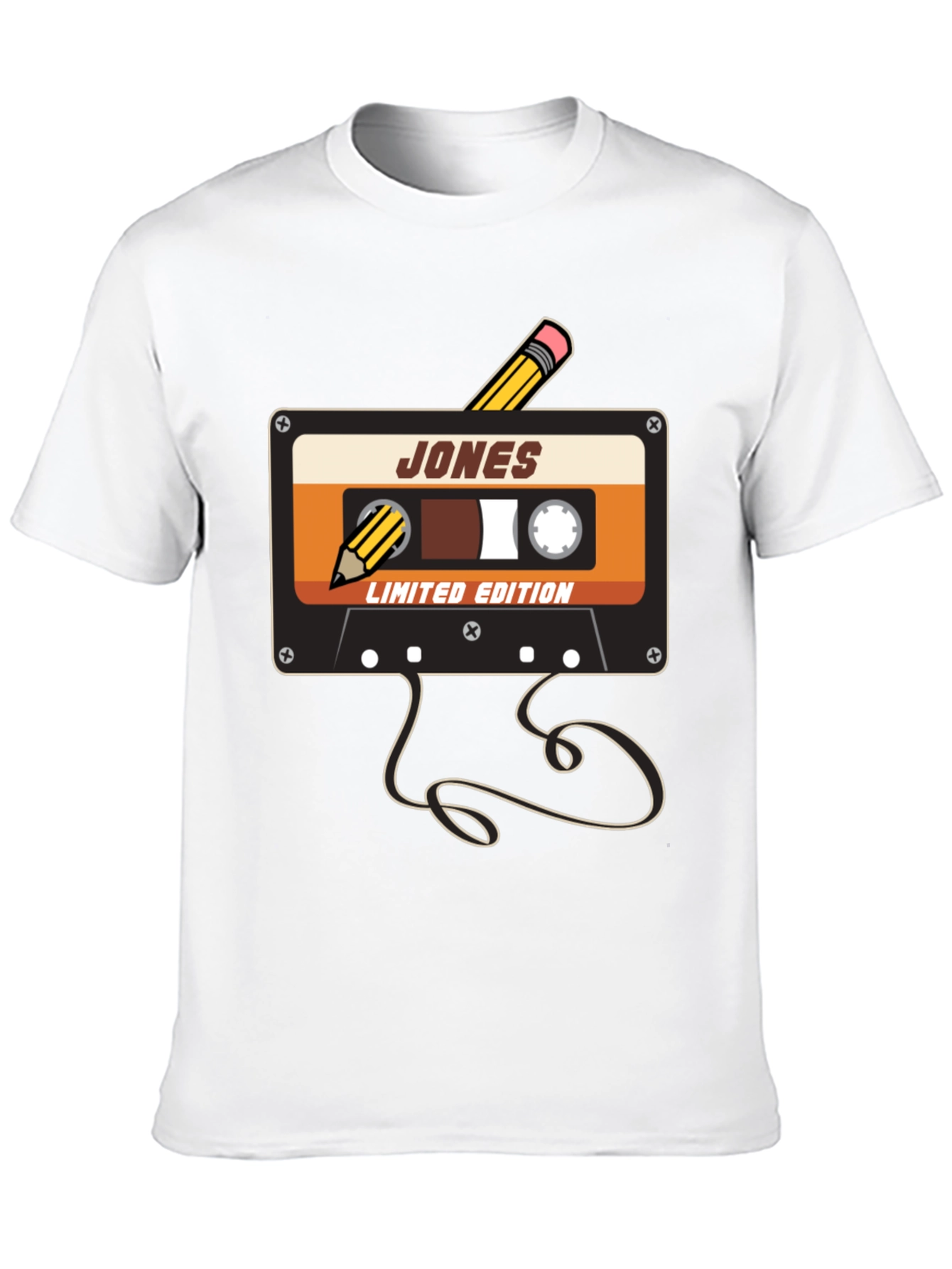 Black Retro Cassette Tape Pencil T-Shirt view 10