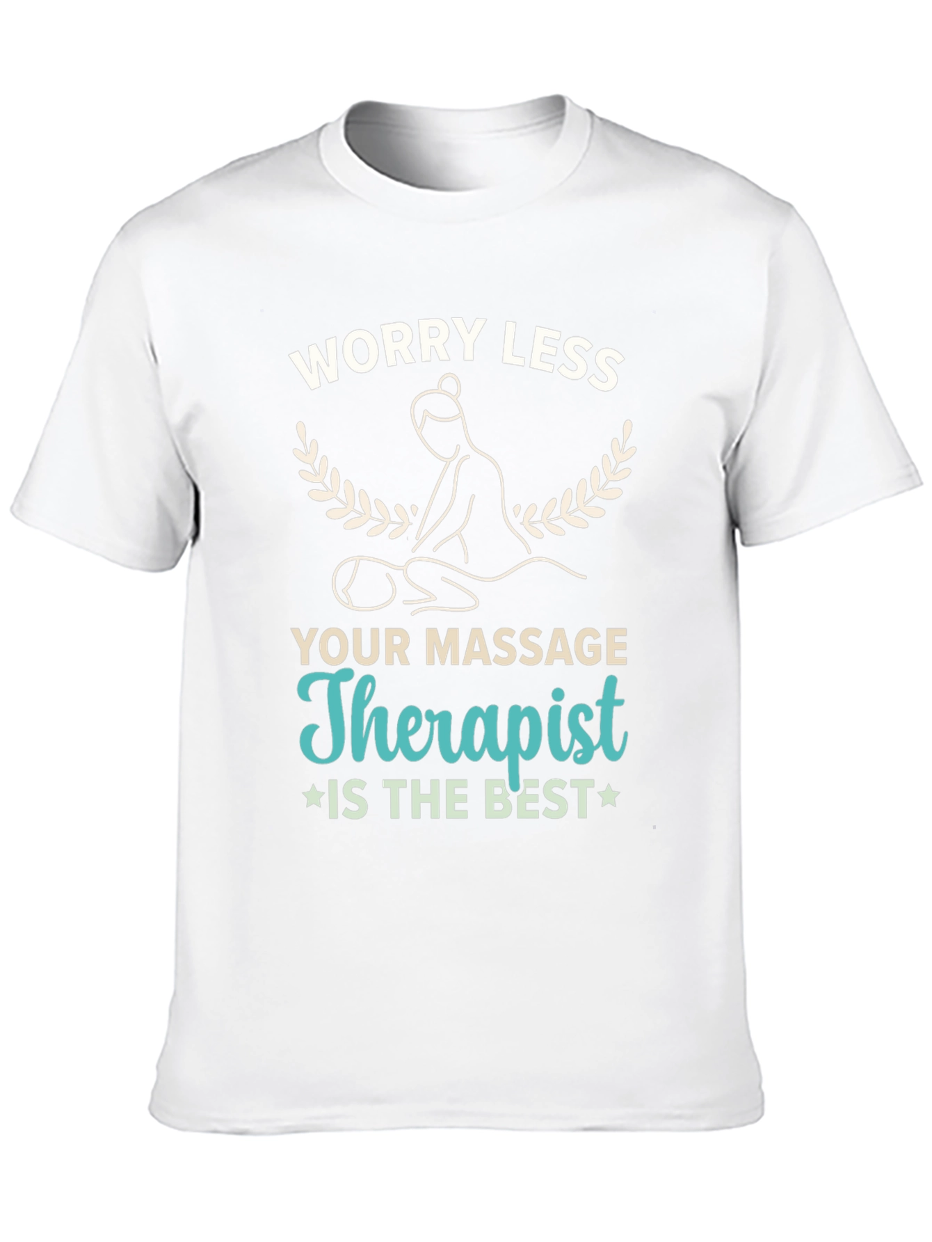 Black Worry Less Massage Therapist T-Shirt view 10