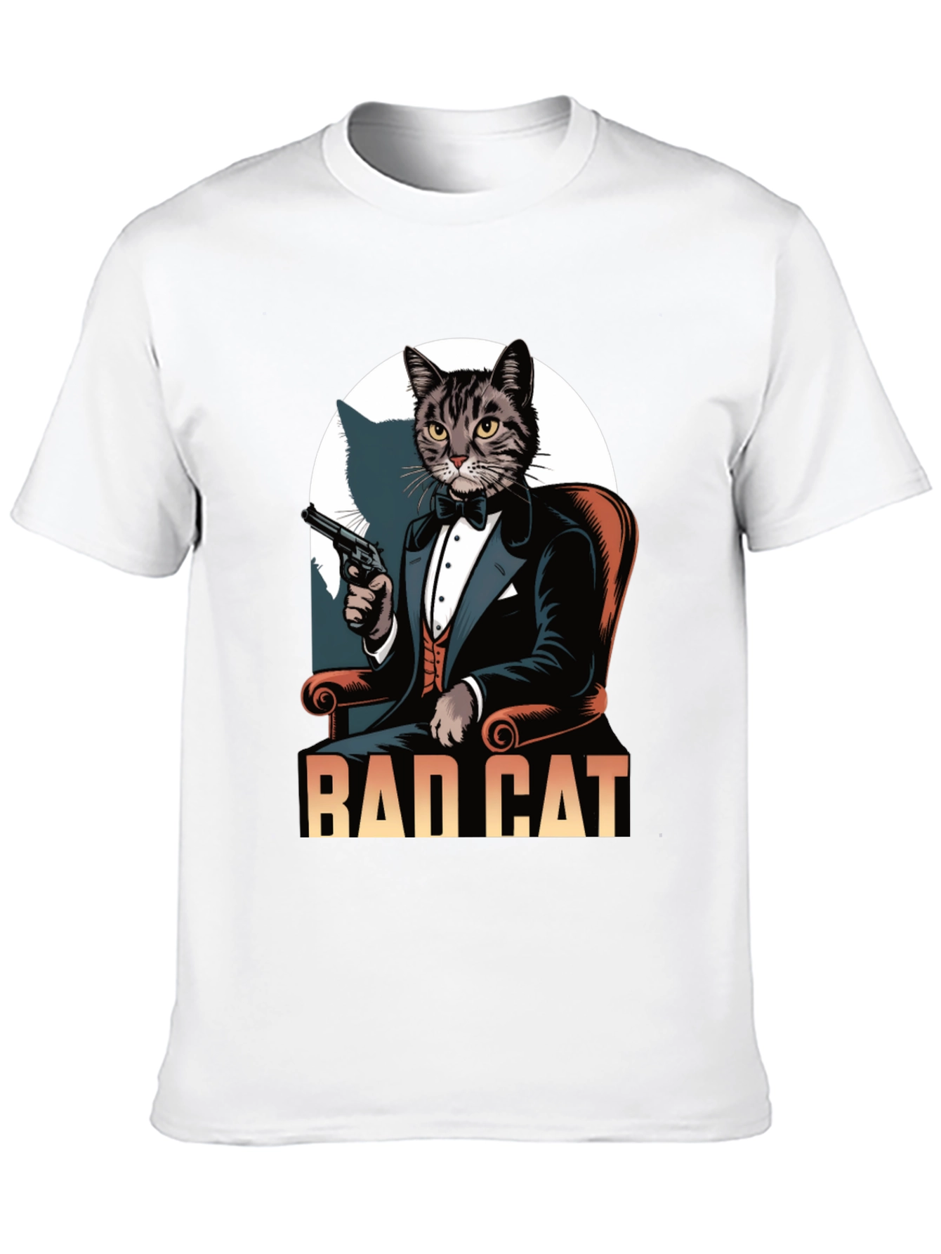 Black Bad Cat Tuxedo T-Shirt view 10