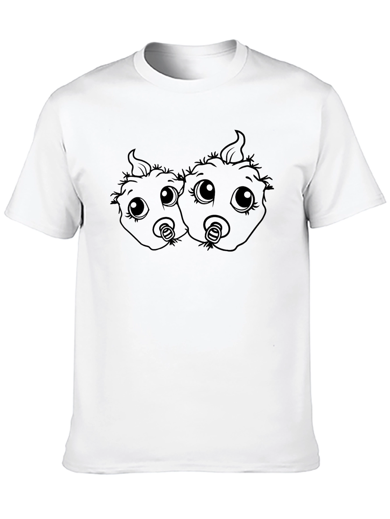 Twin Babies Graphic Tee - Soft Black Cotton - 10