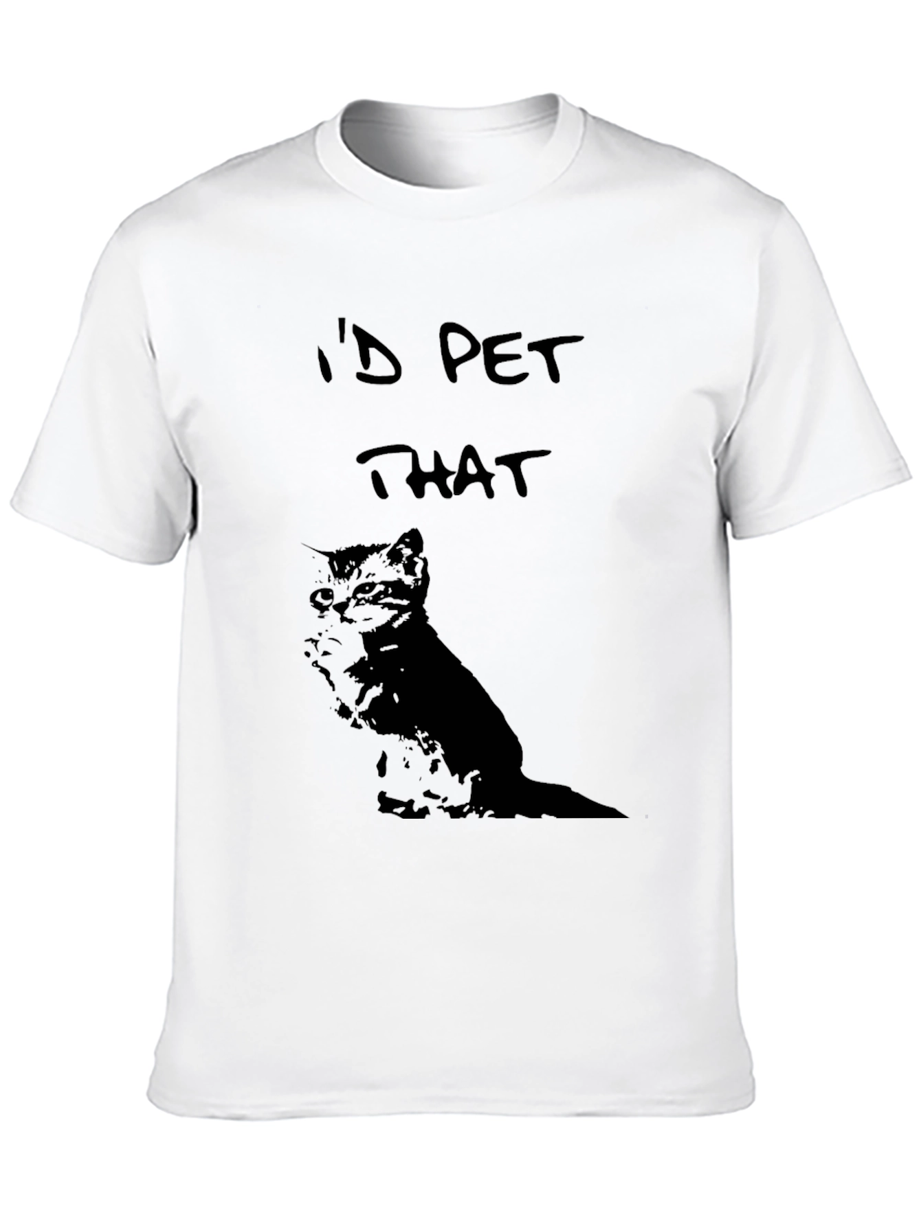Black I'd Pet That Cat Graphic Tee - Soft Cotton Comfort view 10