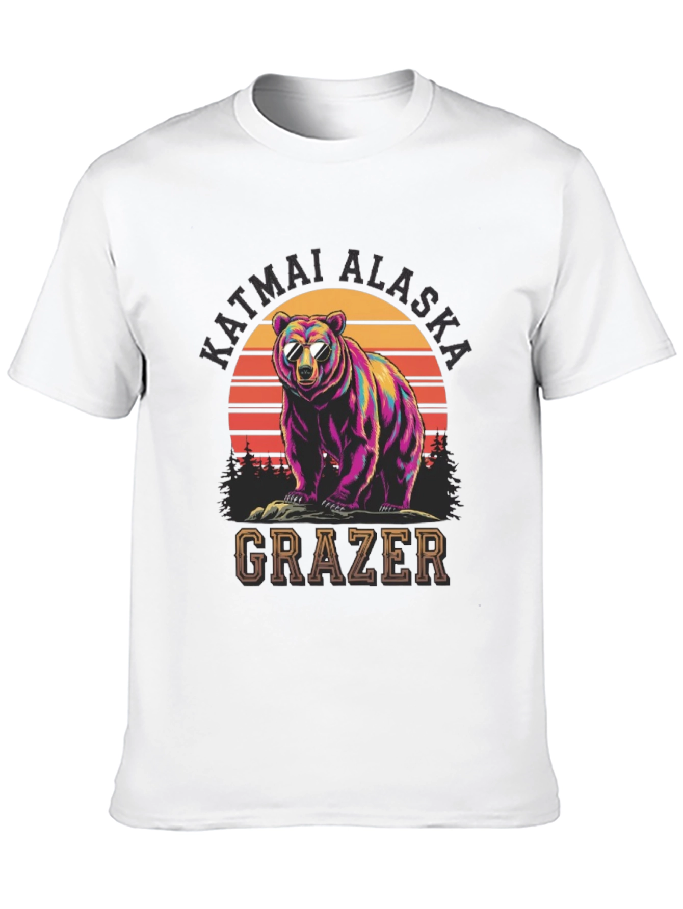 Black Katmai Alaska Bear Grazer Graphic T-Shirt view 10