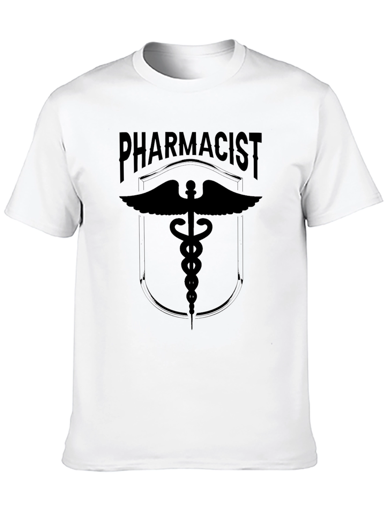 Black Pharmacist Caduceus Symbol Graphic Tee - Black Cotton Shirt view 10