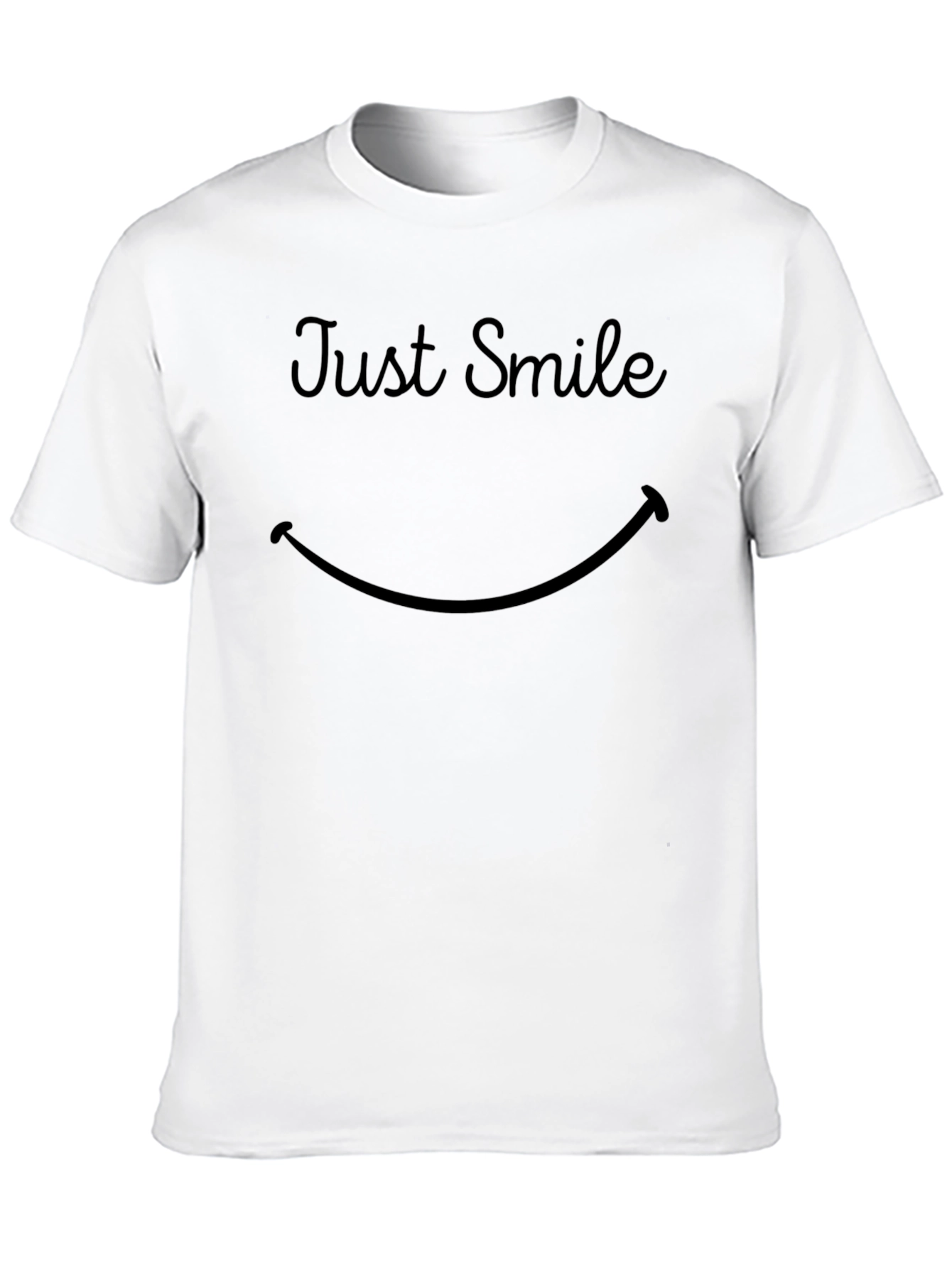 Black Just Smile T-Shirt - Classic Crew Neck Tee view 10