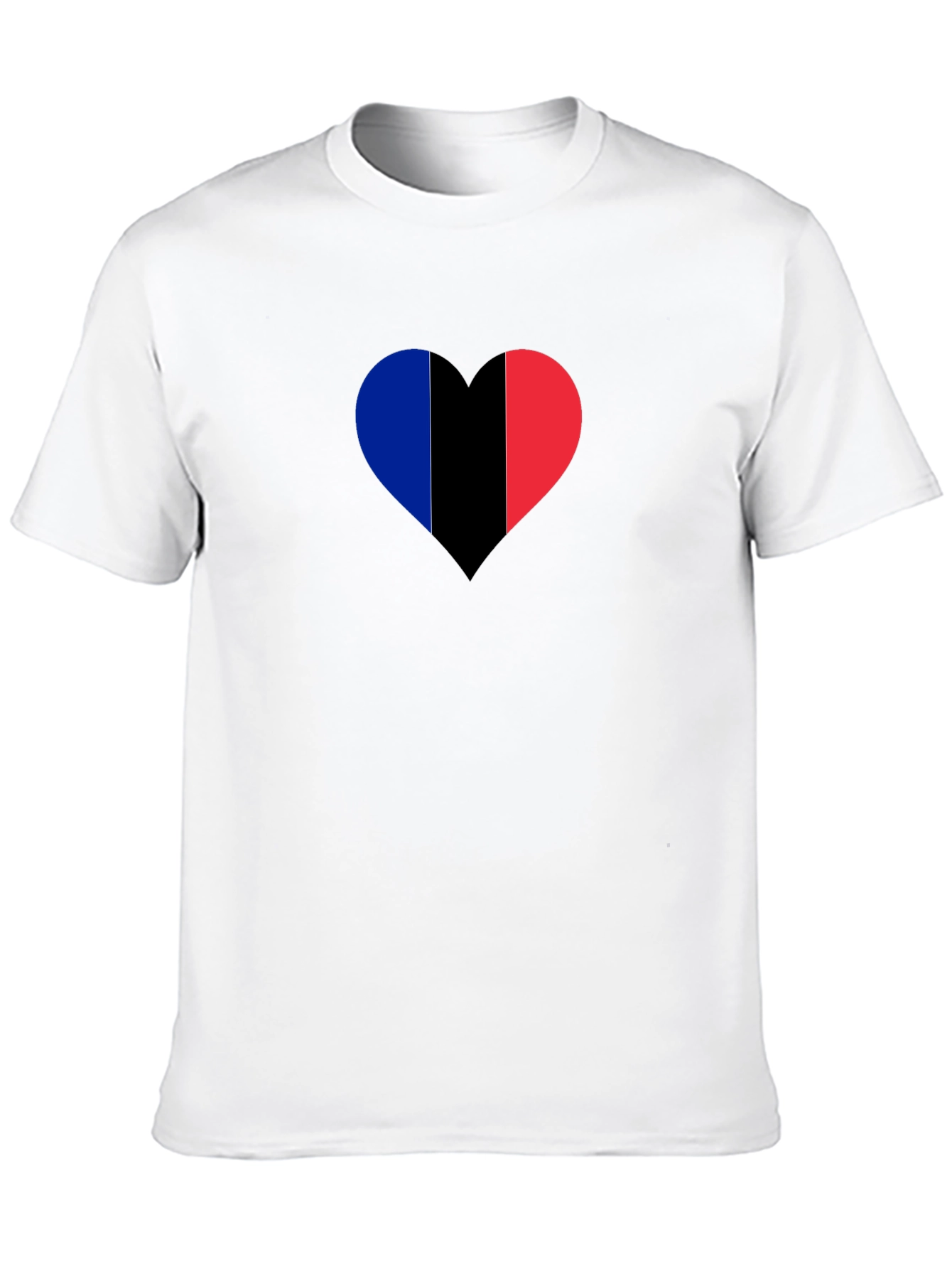Black Heart France Flag Graphic Black T-Shirt view 10