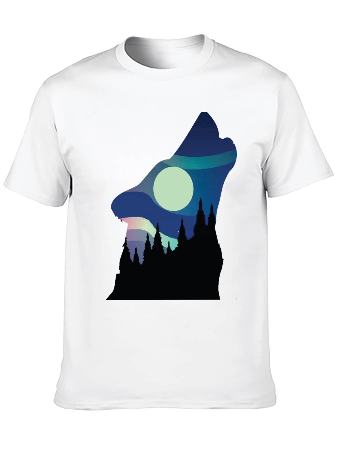 Black Wolf Howl Silhouette Graphic Tee - Black view 10