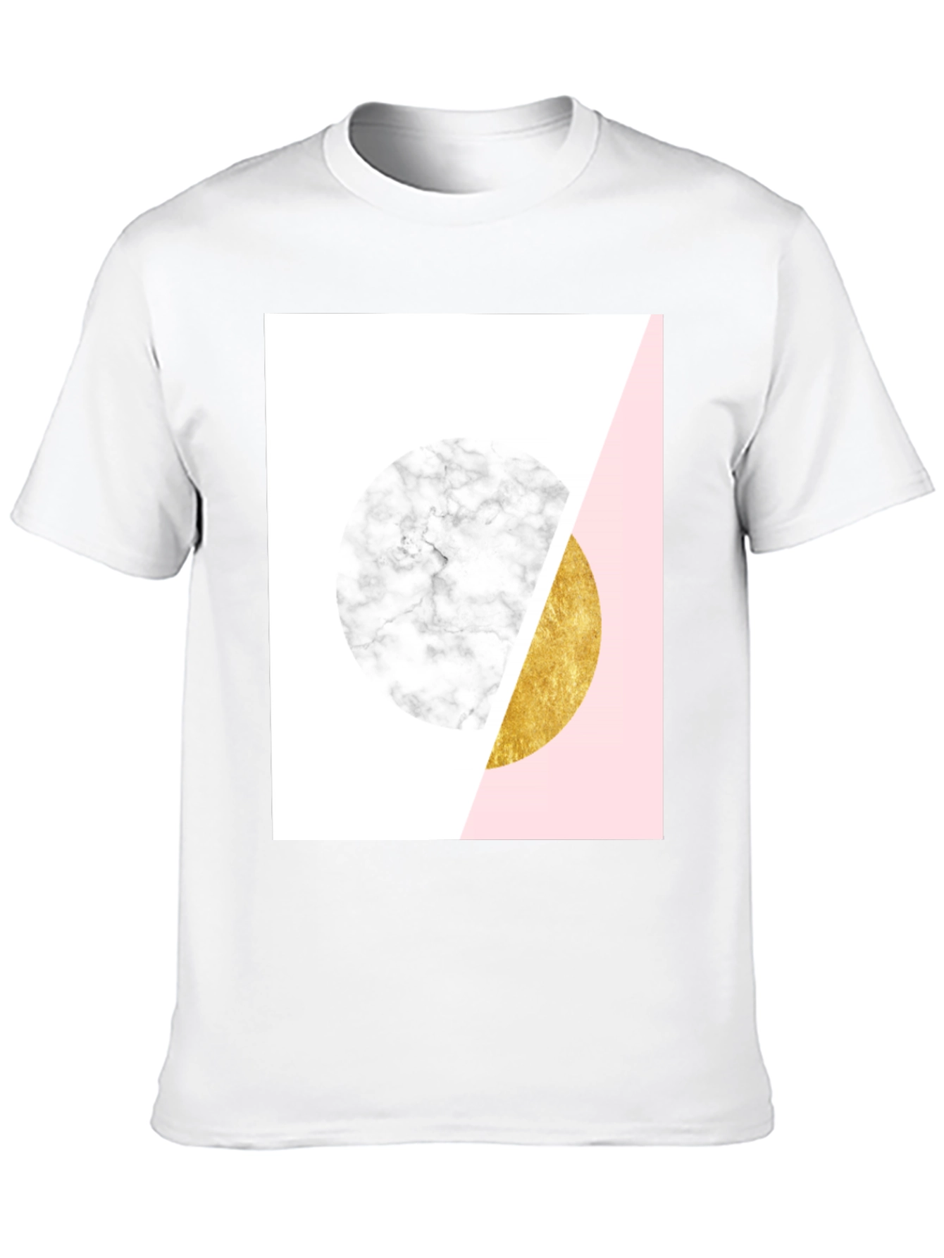 Black Geometric Marble and Gold Circle T-Shirt view 10