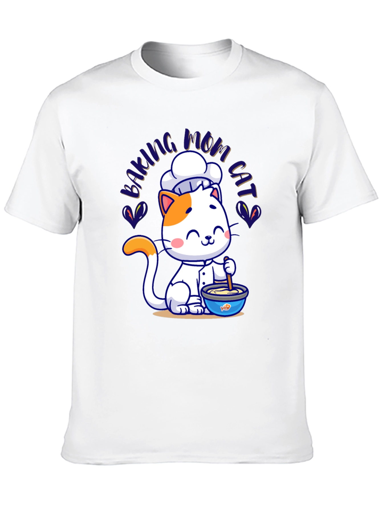 Black Baking Mom Cat T-Shirt - Cute Chef Kitten Design view 10