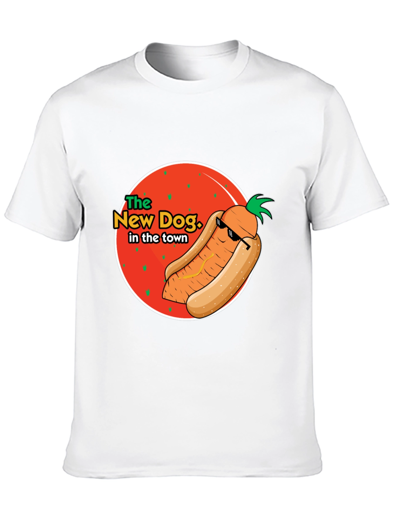 Black The New Dog in Town T-Shirt - Funny Carrot Hot Dog Graphic Tee view 10