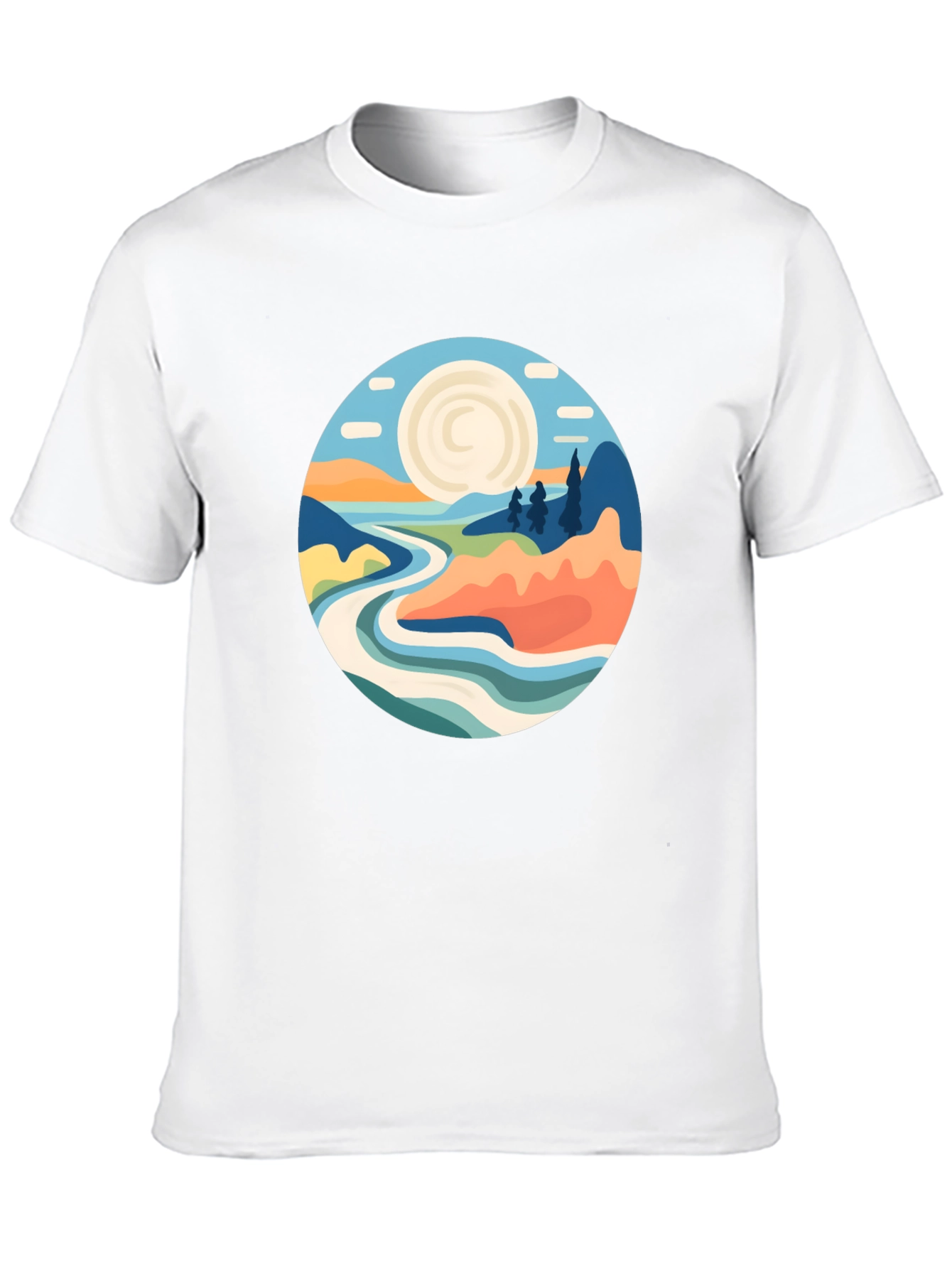 Black Nature Landscape Graphic T-Shirt view 10