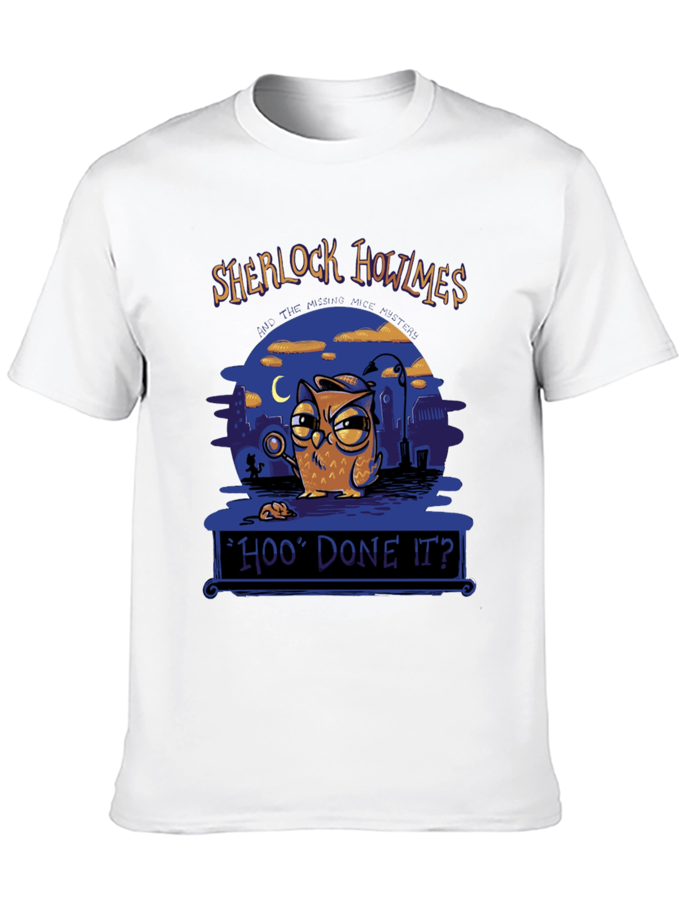 Black Sherlock Howlmes T-Shirt - Owl Detective Tee view 10