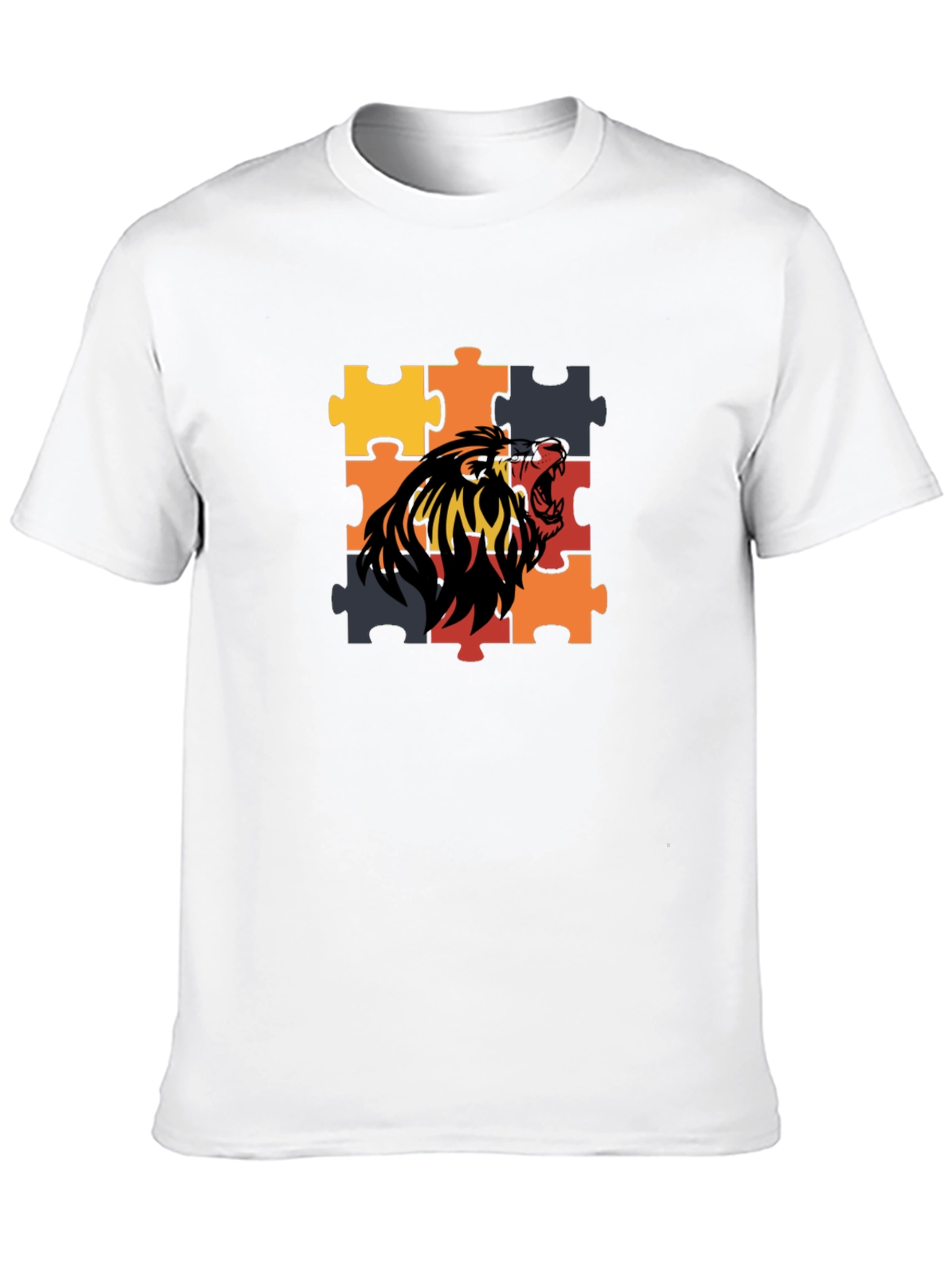 Puzzle Lion Graphic Tee - Premium Cotton Blend - 10