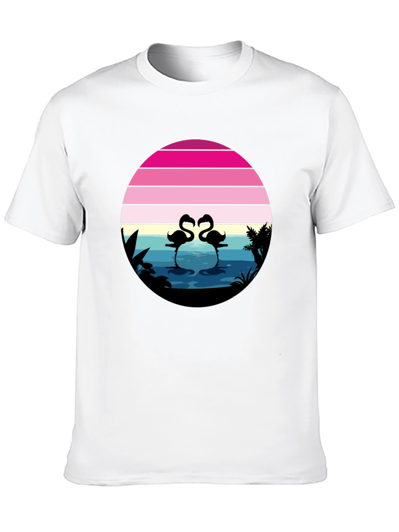 Black Retro Flamingo Sunset Graphic Tee view 10