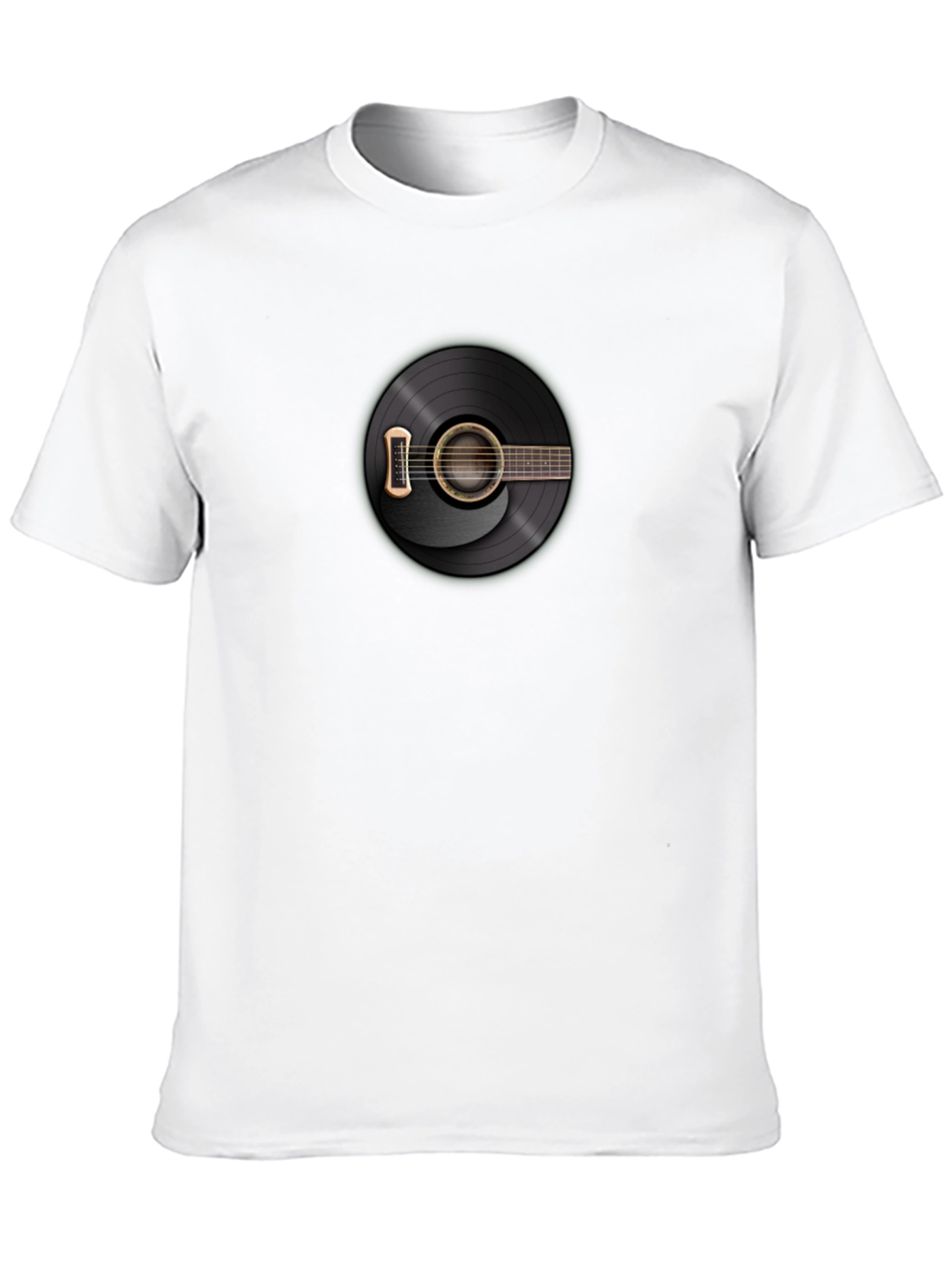 Black Guitar Record Graphic Tee - Black Cotton T-Shirt view 10