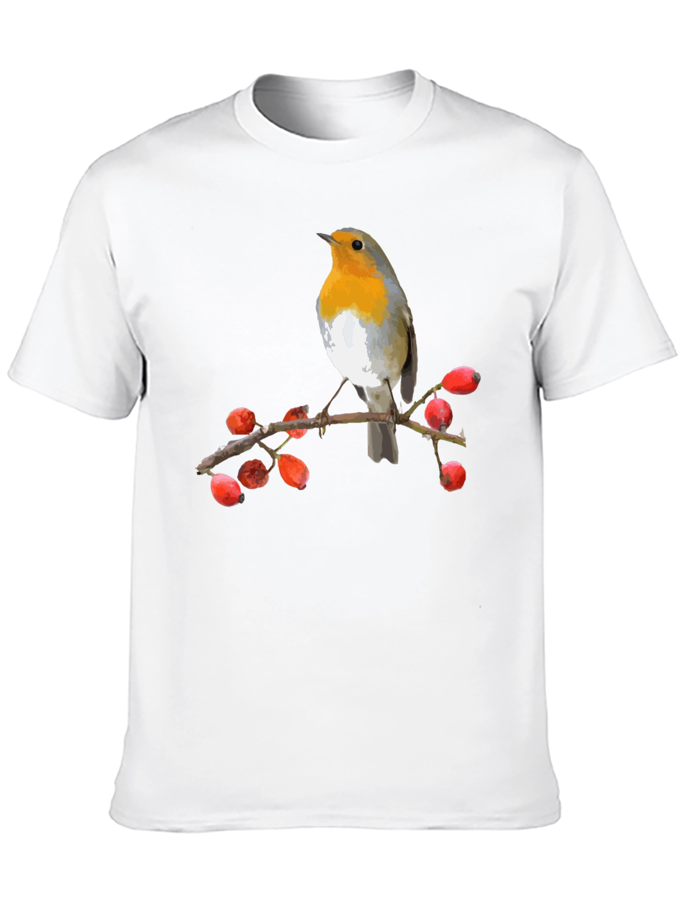 Black Robin Bird on Branch T-Shirt view 10