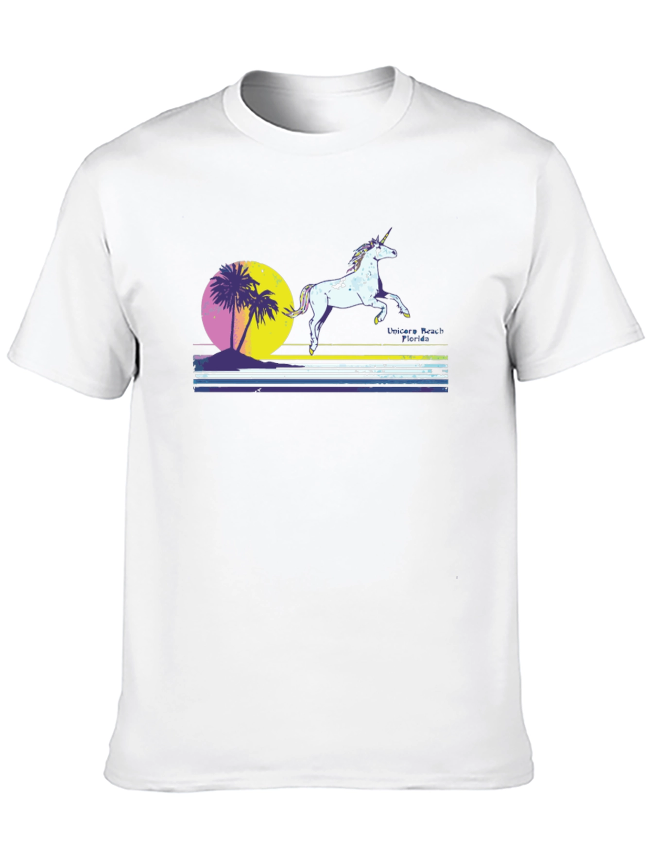 Black Unicorn Beach Florida Men's Black T-Shirt view 10