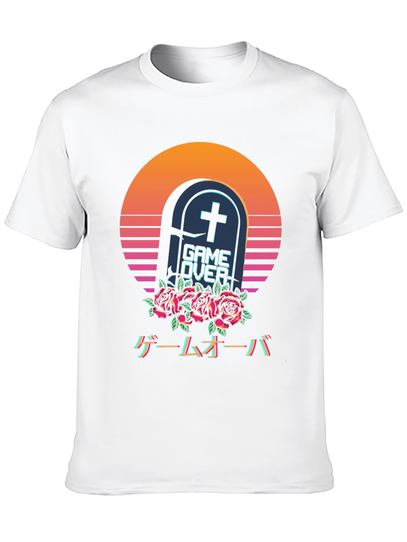 Black Game Over Tombstone T-Shirt - Vaporwave Aesthetic view 10