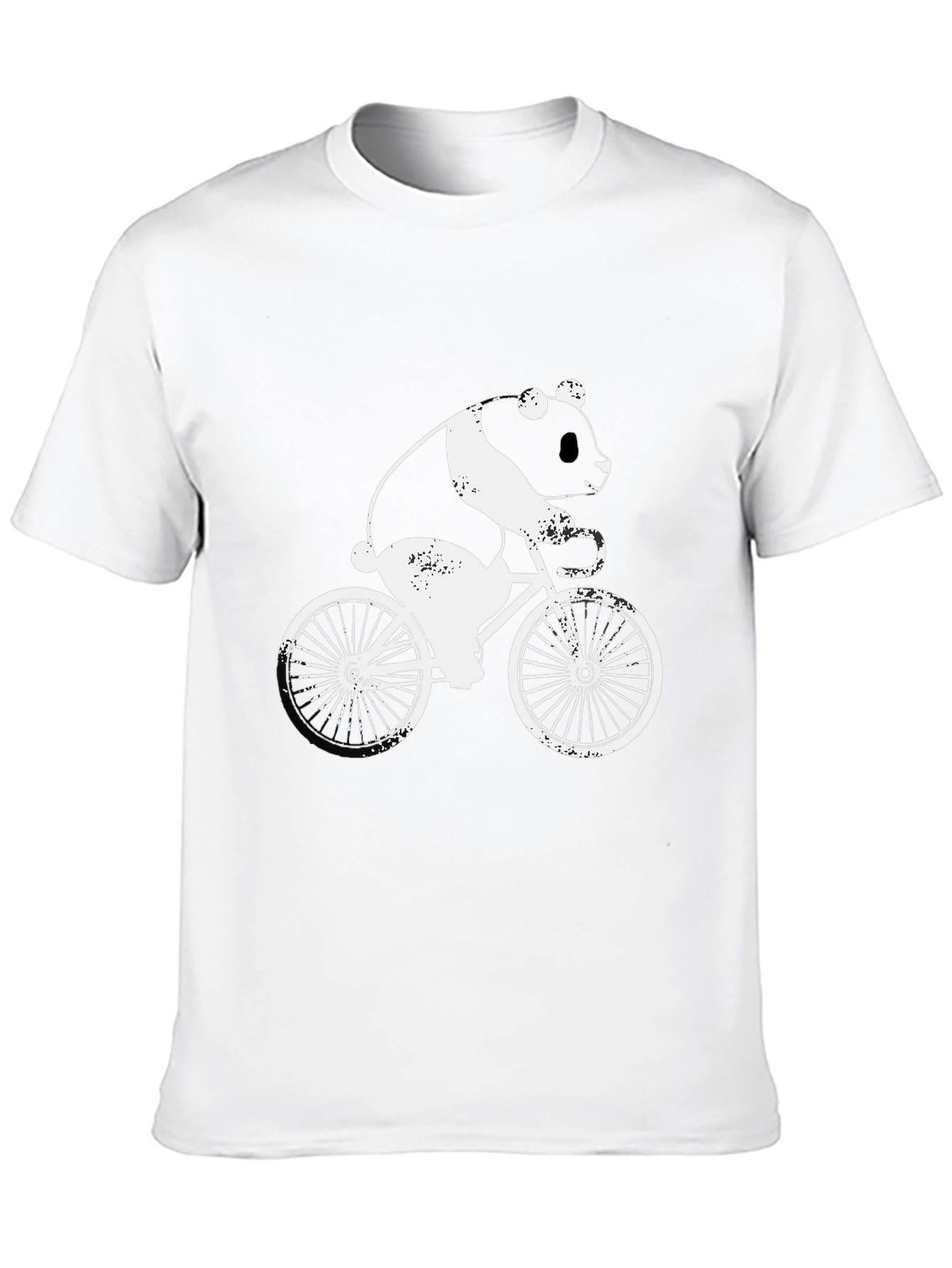 Black Panda on Bike Graphic Tee - Black Cotton T-Shirt view 10