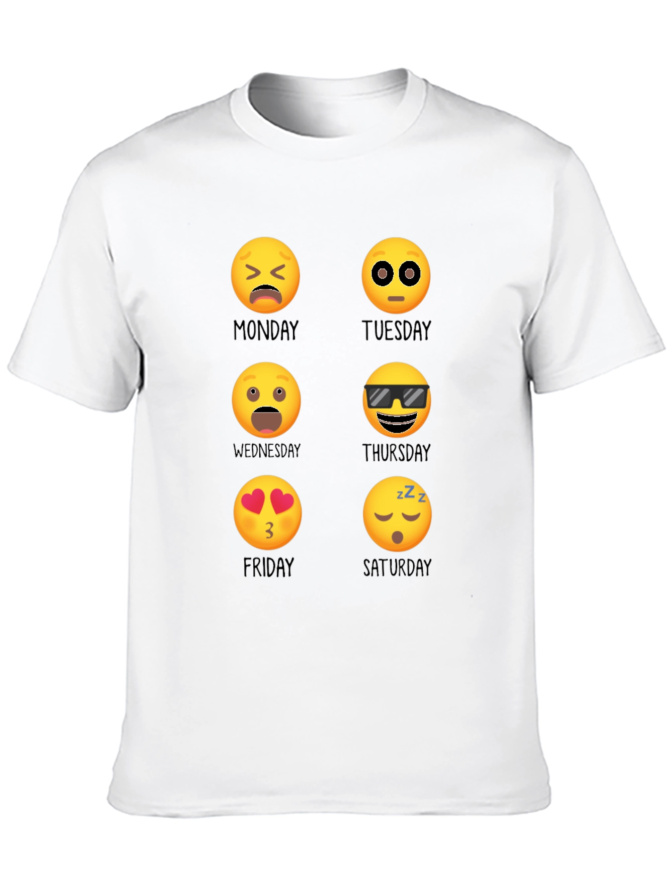 Black Emoji Days of the Week T-Shirt view 10