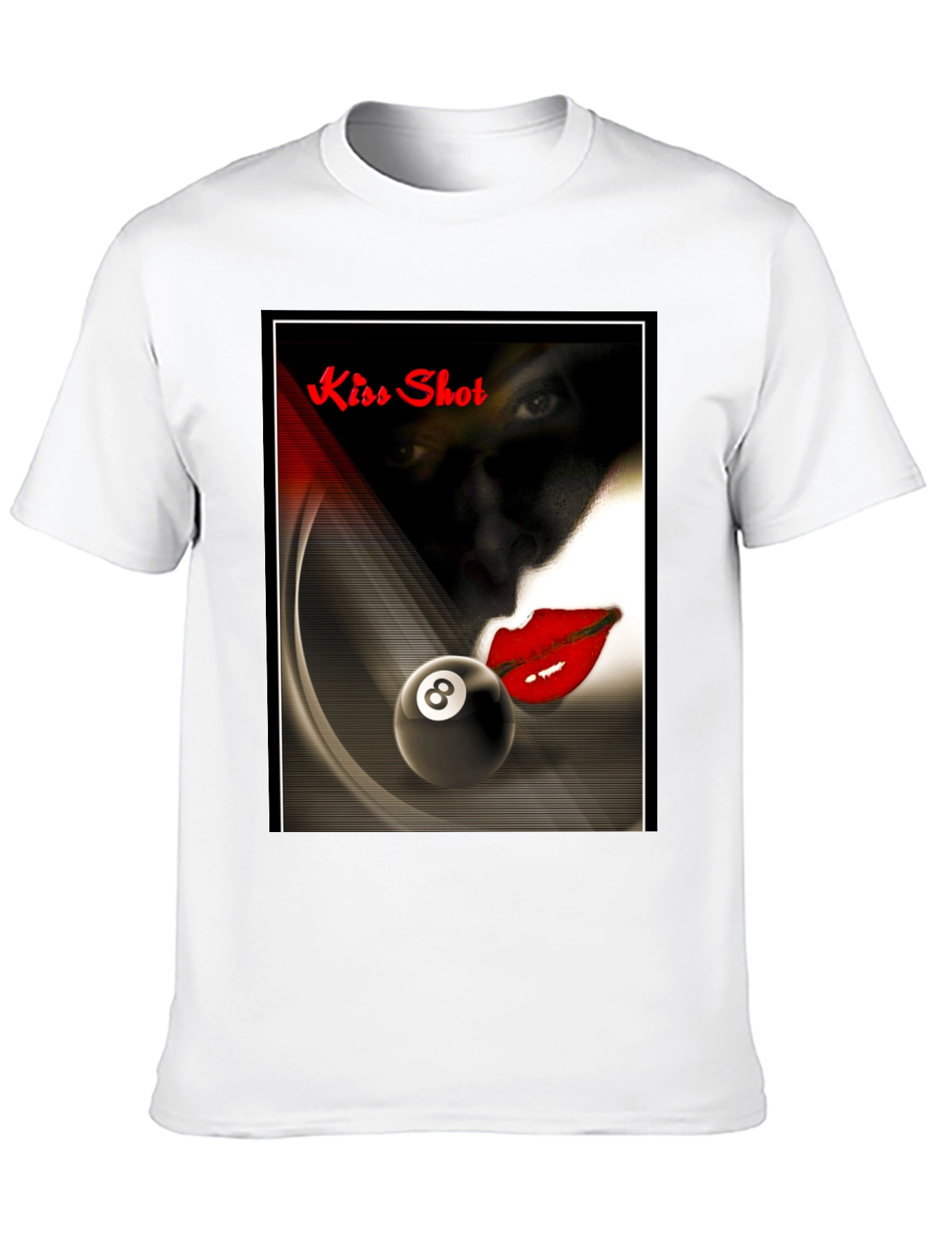 Black Kiss Shot Graphic T-Shirt - Billiards Themed Tee view 10