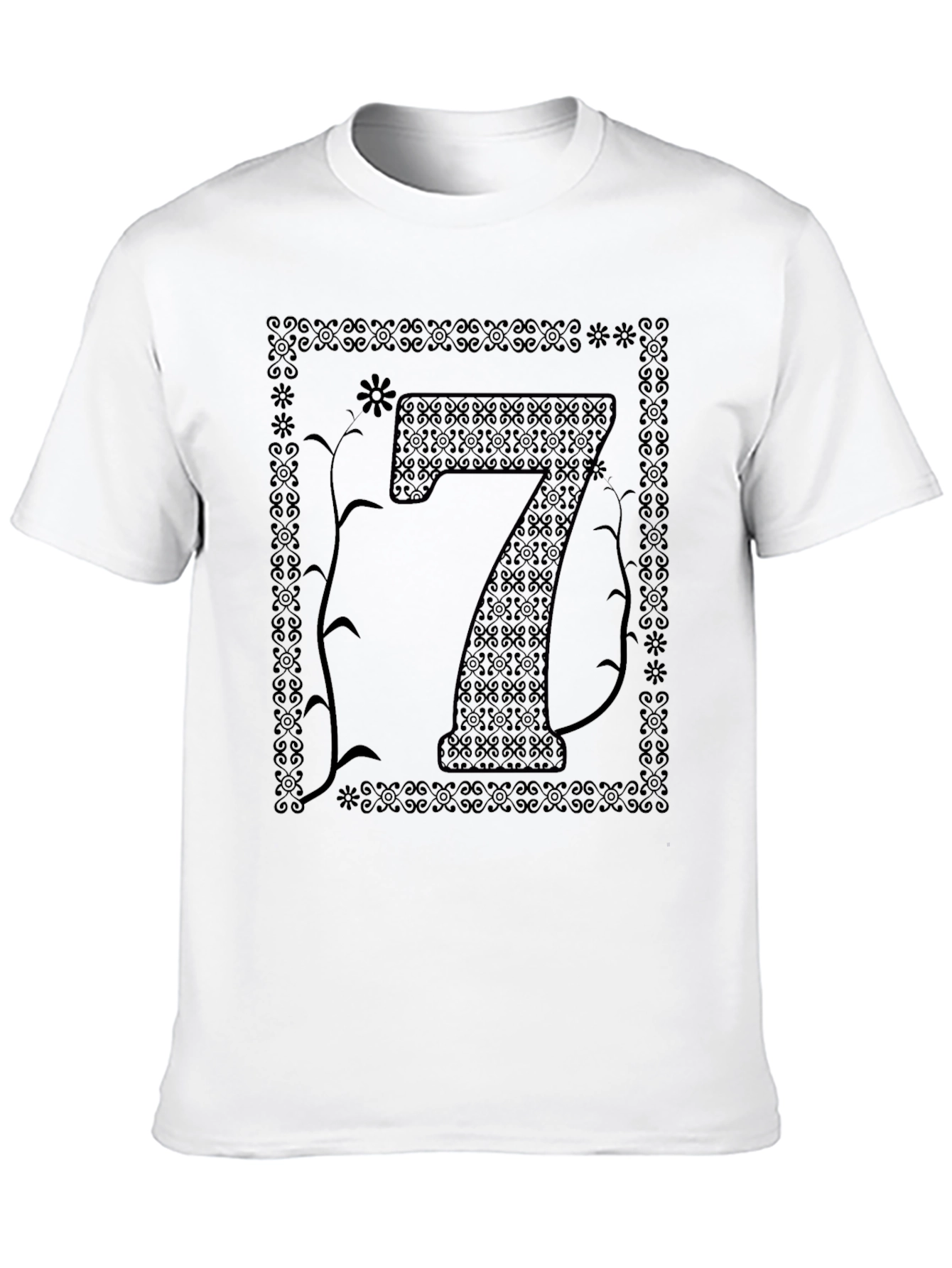 Black Lucky Number Seven Graphic Tee - Unisex Black T-Shirt view 10