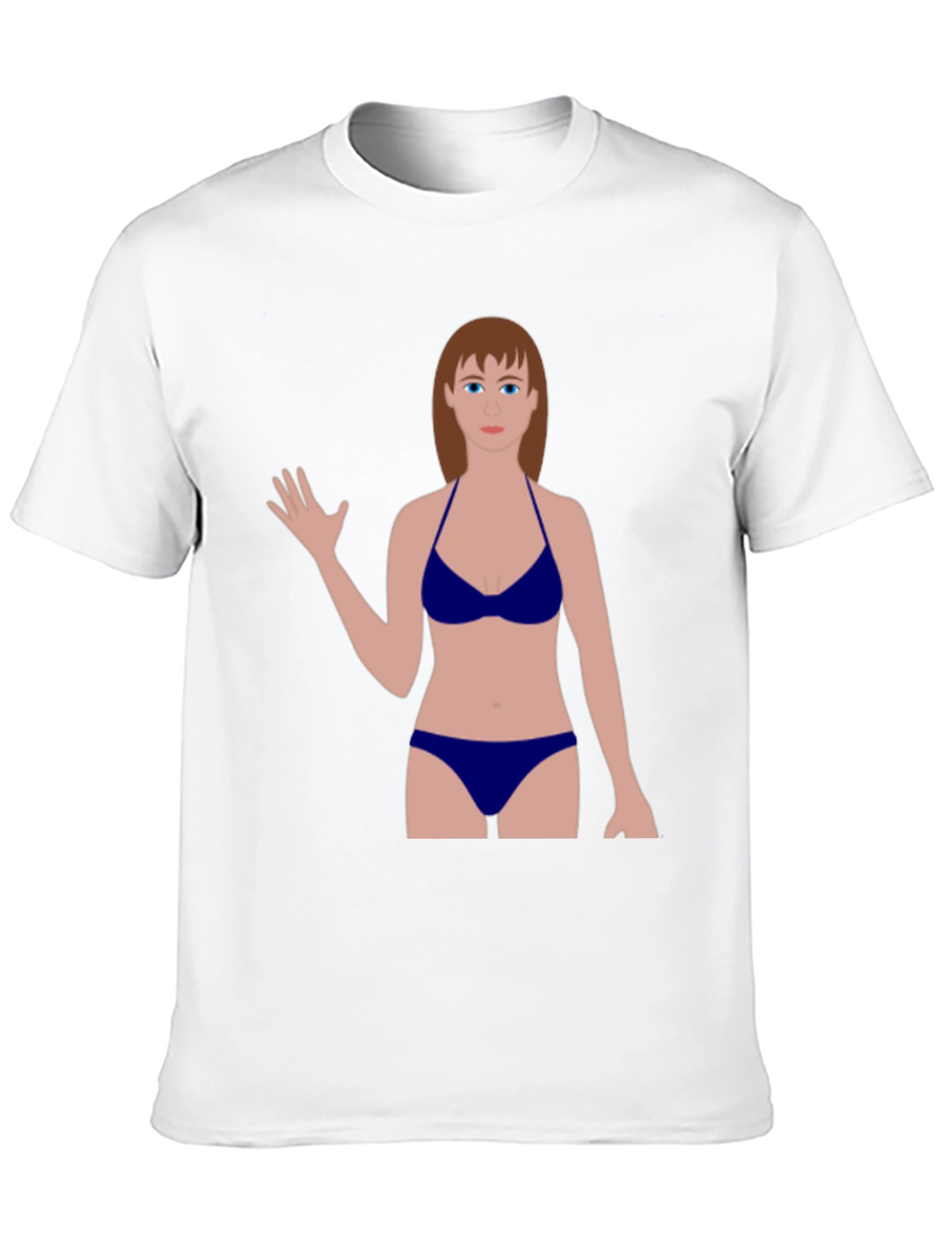 Black Novelty Graphic Tee - Cartoon Woman Swimsuit Design view 10